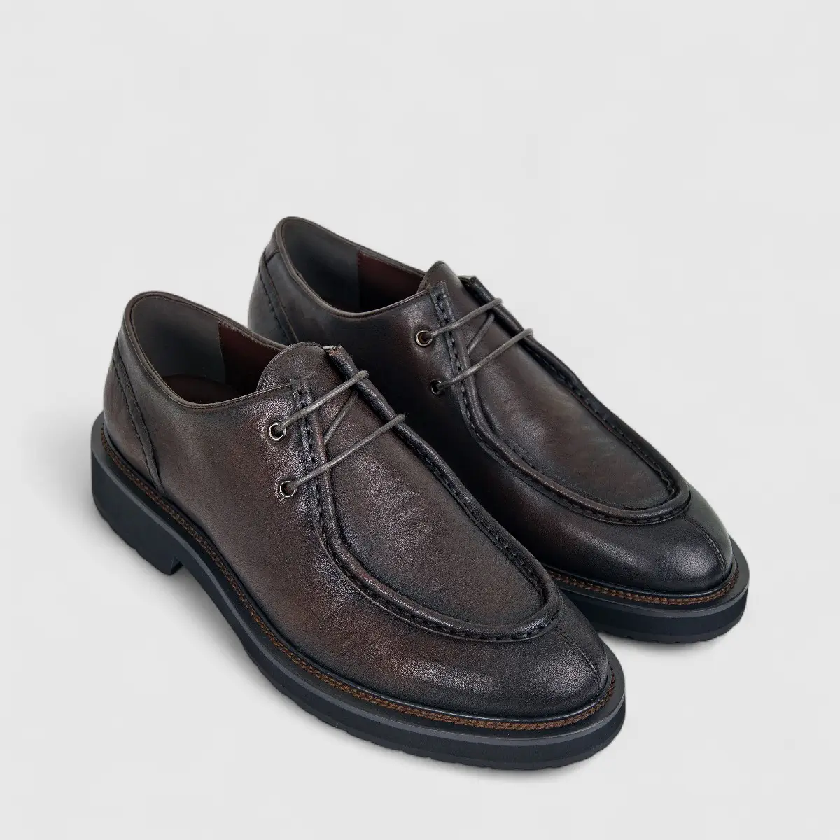 Formales Men's Leather Chunky Sole Lace Up FM2025-834 Coffee FK18 - Image 2
