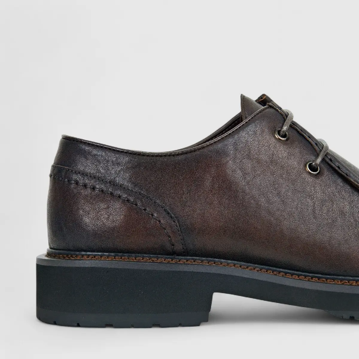 Formales Men's Leather Chunky Sole Lace Up FM2025-834 Coffee FK18 - Image 5