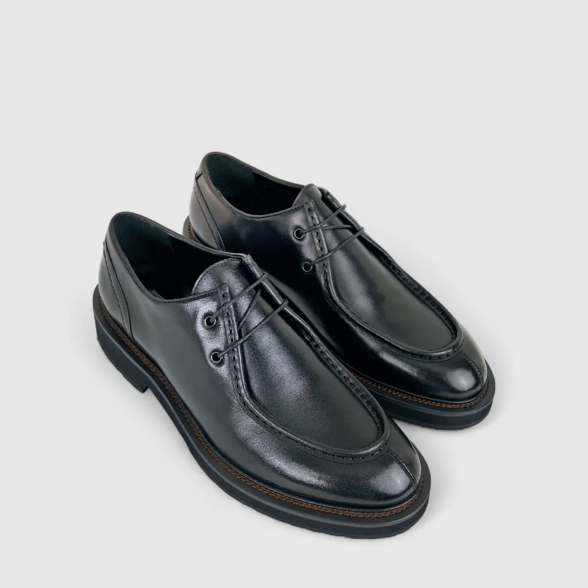 Formales Mens Leather Chunky Sole Lace Up FM2025-835 Black FK28 - Image 2