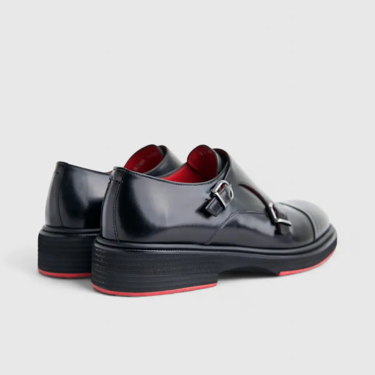 Formales Men's (UK4 TO UK12) Leather Chunky Sole Loafer Double Monk 9769 Black FC138 - Image 3