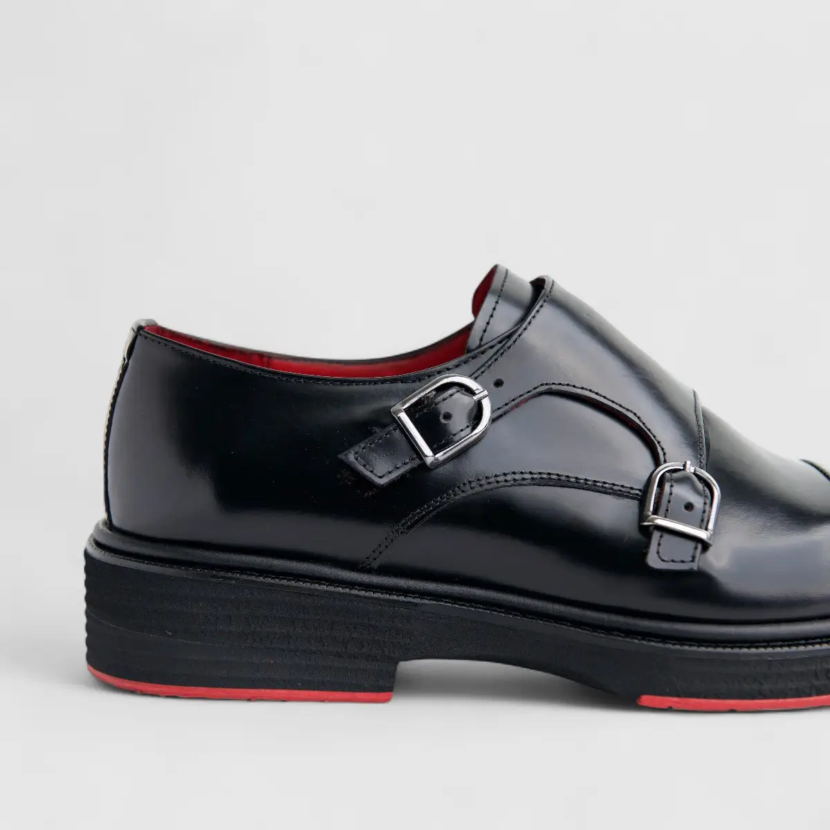 Formales Men's (UK4 TO UK12) Leather Chunky Sole Loafer Double Monk 9769 Black FC138 - Image 5