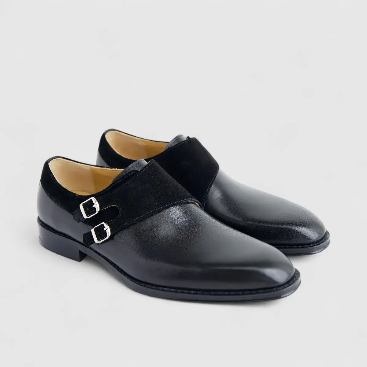 Formales Men's Leather Slip On With Double Buckle  AE5288-859 Black EL138 - Image 2