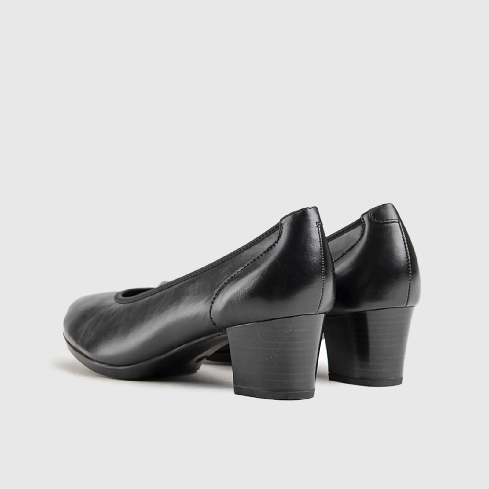 Hush Puppies Ladies Comfort Block Heel Court HPL01078 Shimmer Black HL284 - Image 3