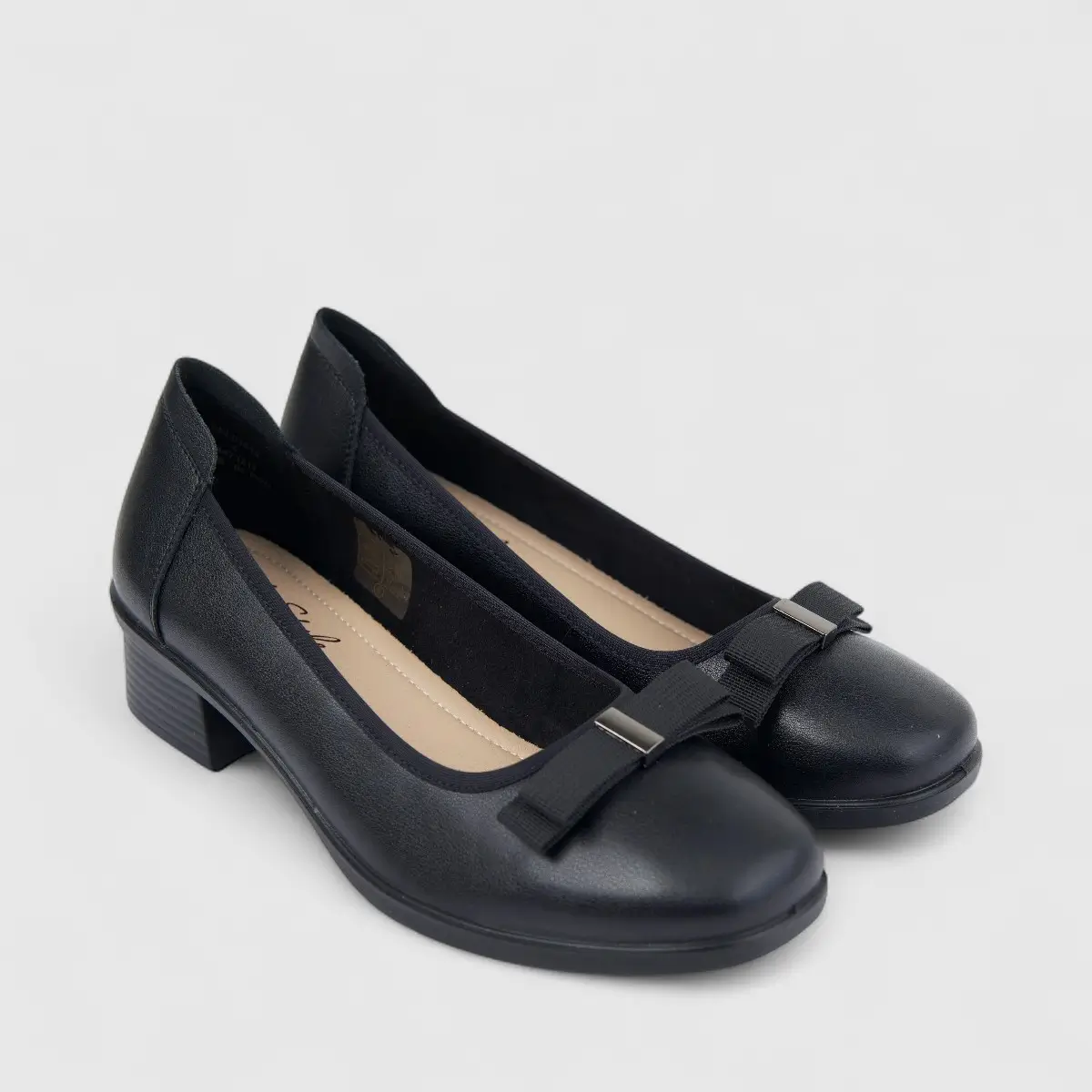 Hush Puppies Soft Style Ladies Comfort Block Heel Court Reagan SSL01616 Black SS340 - Image 2