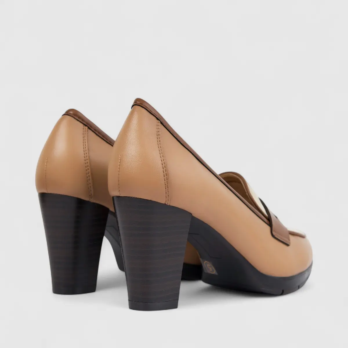 Hush Puppies Soft Style Ladies Comfort Block Heel Shoe Mathura SSL01628 Caramel Multi SS337 - Image 3