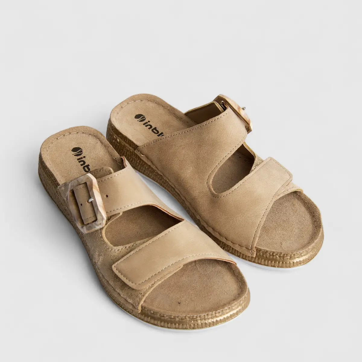 Inblu Ladies Comfort Push In Sandal MK000013 Sand AL50 - Image 2