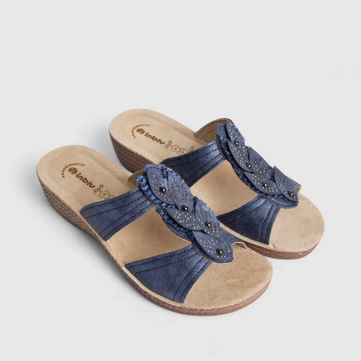 Inblu Ladies Comfort Push In Sandal GL000064 Blue AL27 - Image 2