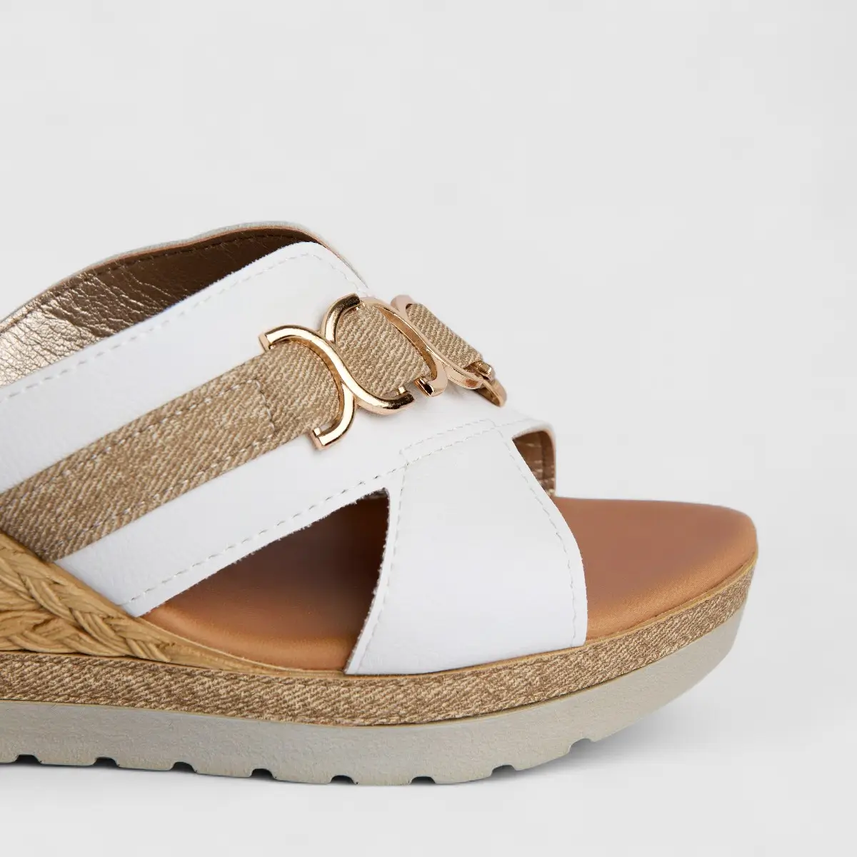 Inblu Ladies Comfort Slip On Wedge FG000040 White AL41 - Image 5