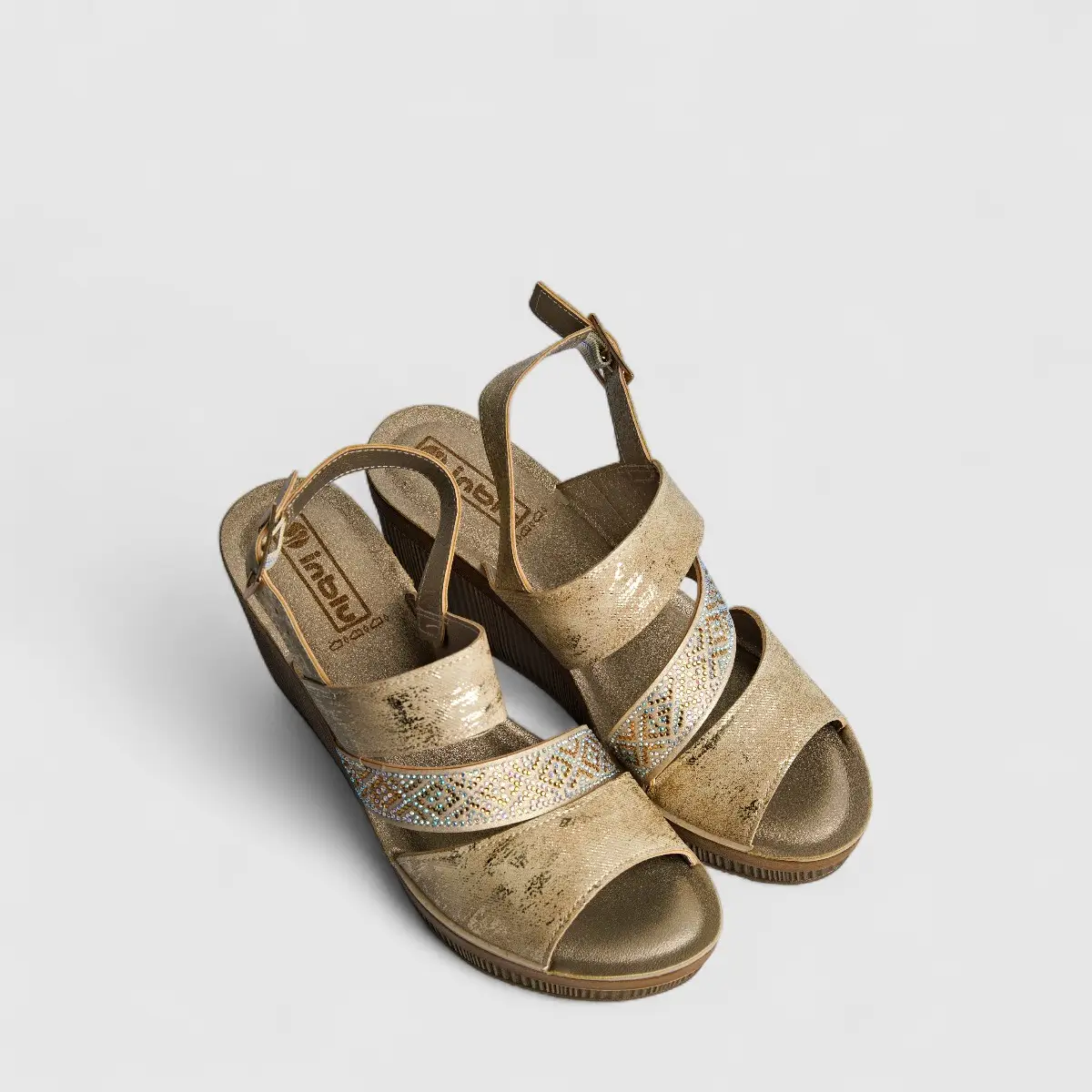 Inblu Ladies Comfort Wedge AS000041 Platinum AL43 - Image 2