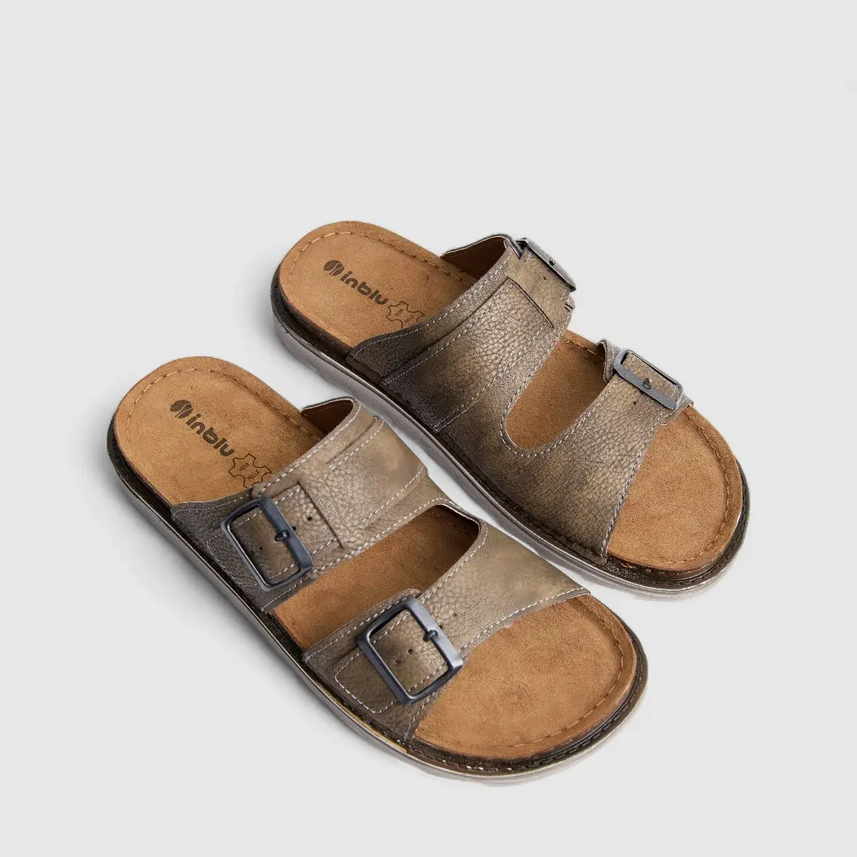 Inblu Men's Comfort Push In Sandal BU000016 Brown AM19 - Image 2