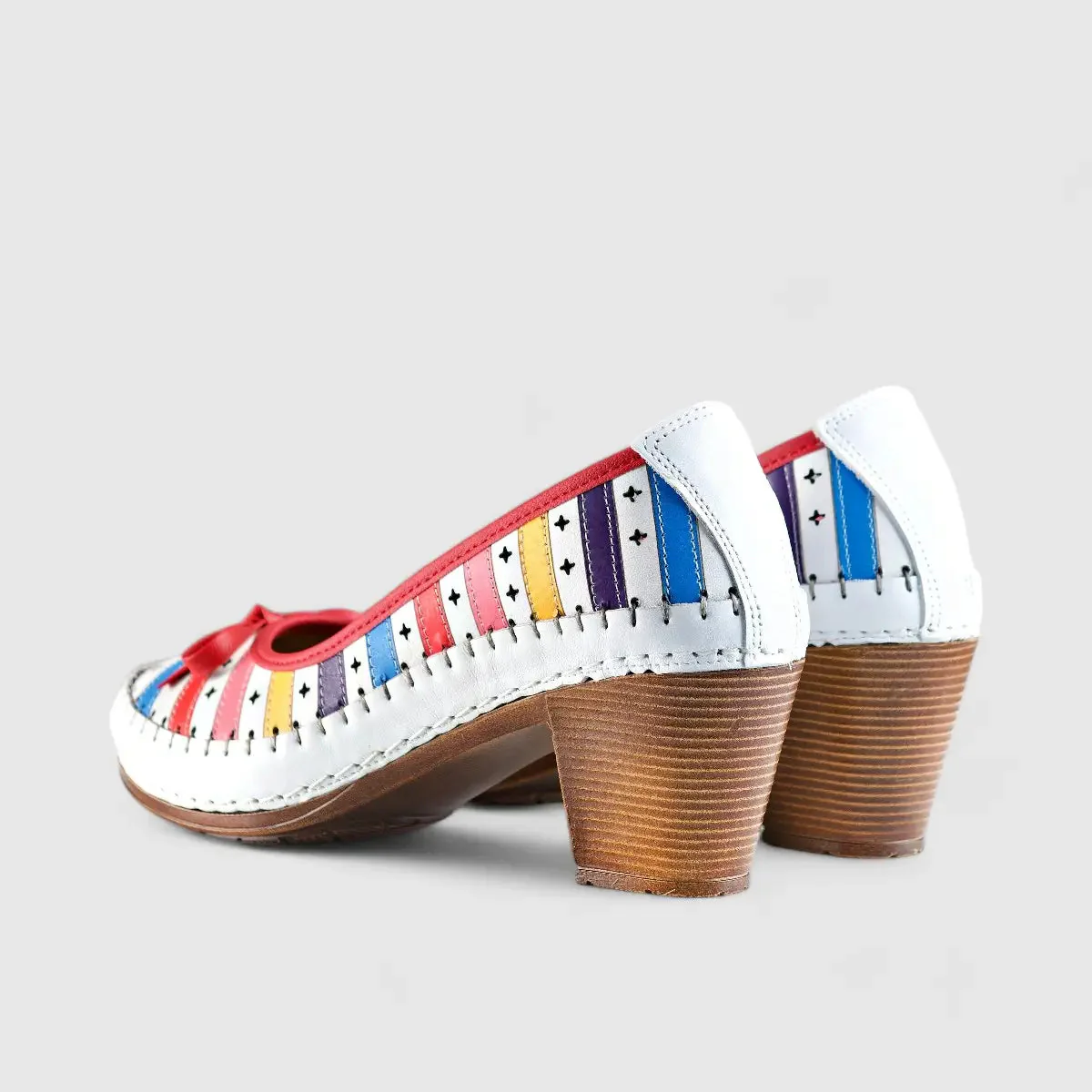 Karyoka Comfort Block Heel White Multi 5323 - Image 3