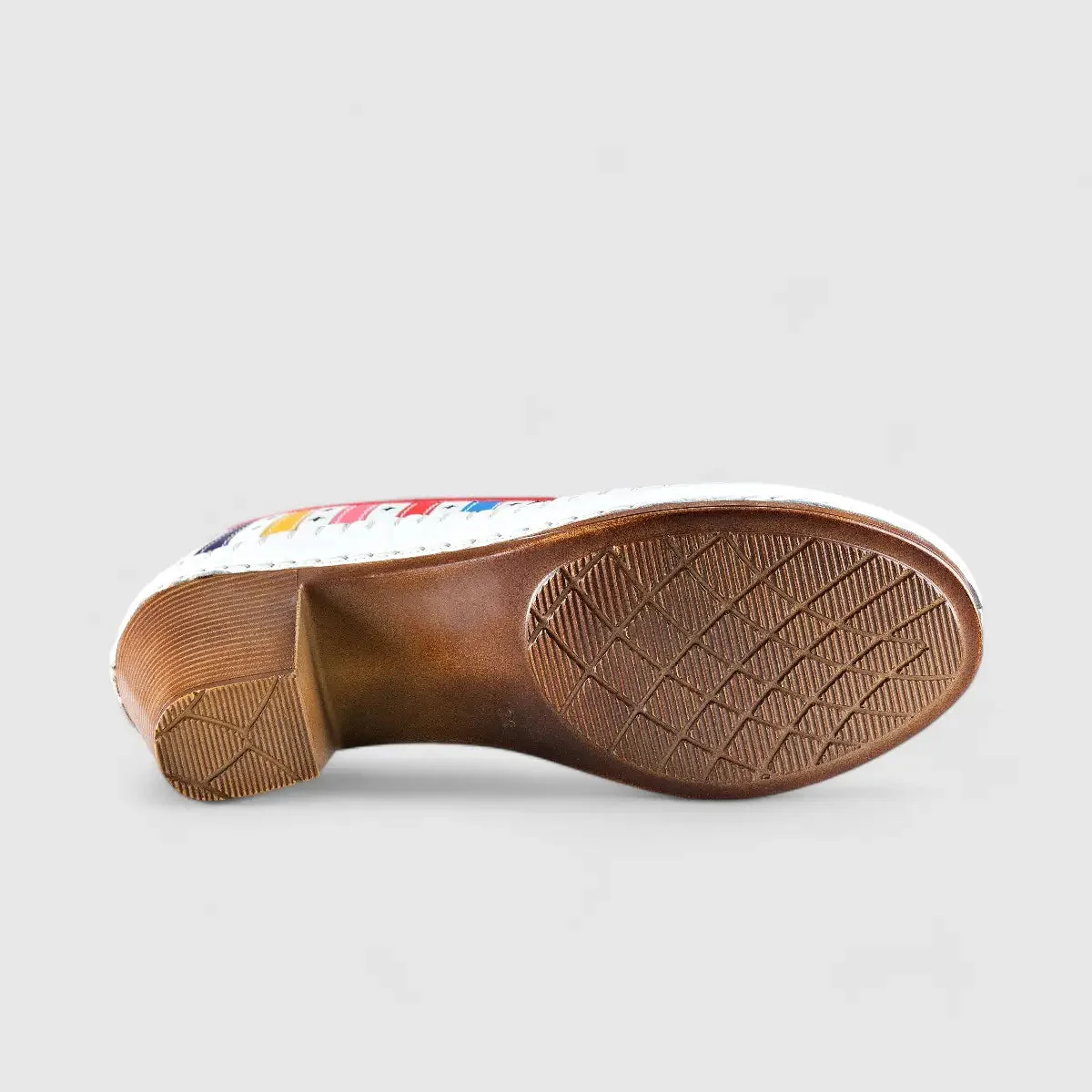 Karyoka Comfort Block Heel White Multi 5323 - Image 4