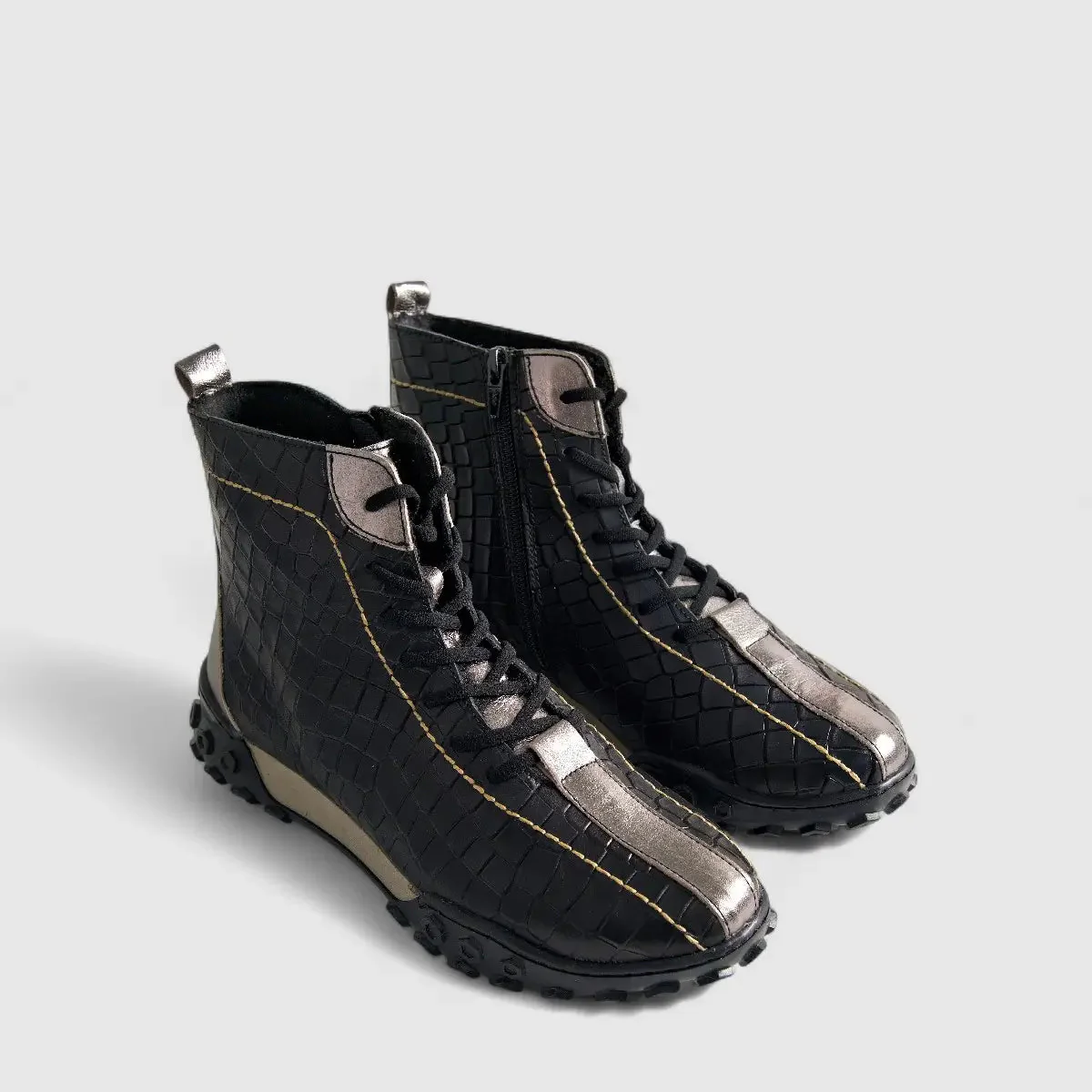 Karyoka Comfort Leather Boots 3561 Black/Grey - Image 2