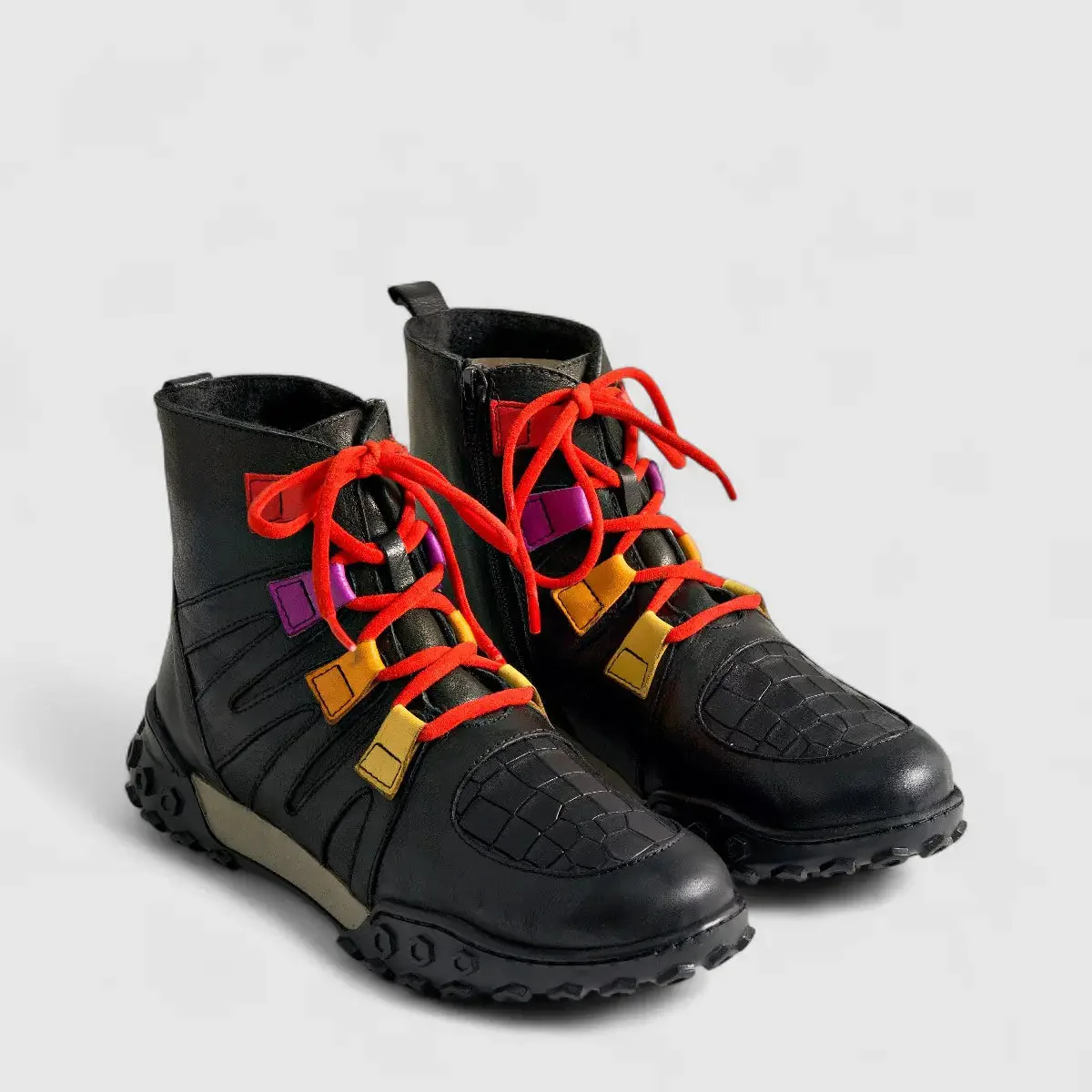 Karyoka Comfort Leather Boots 3562 Black Multi - Image 2