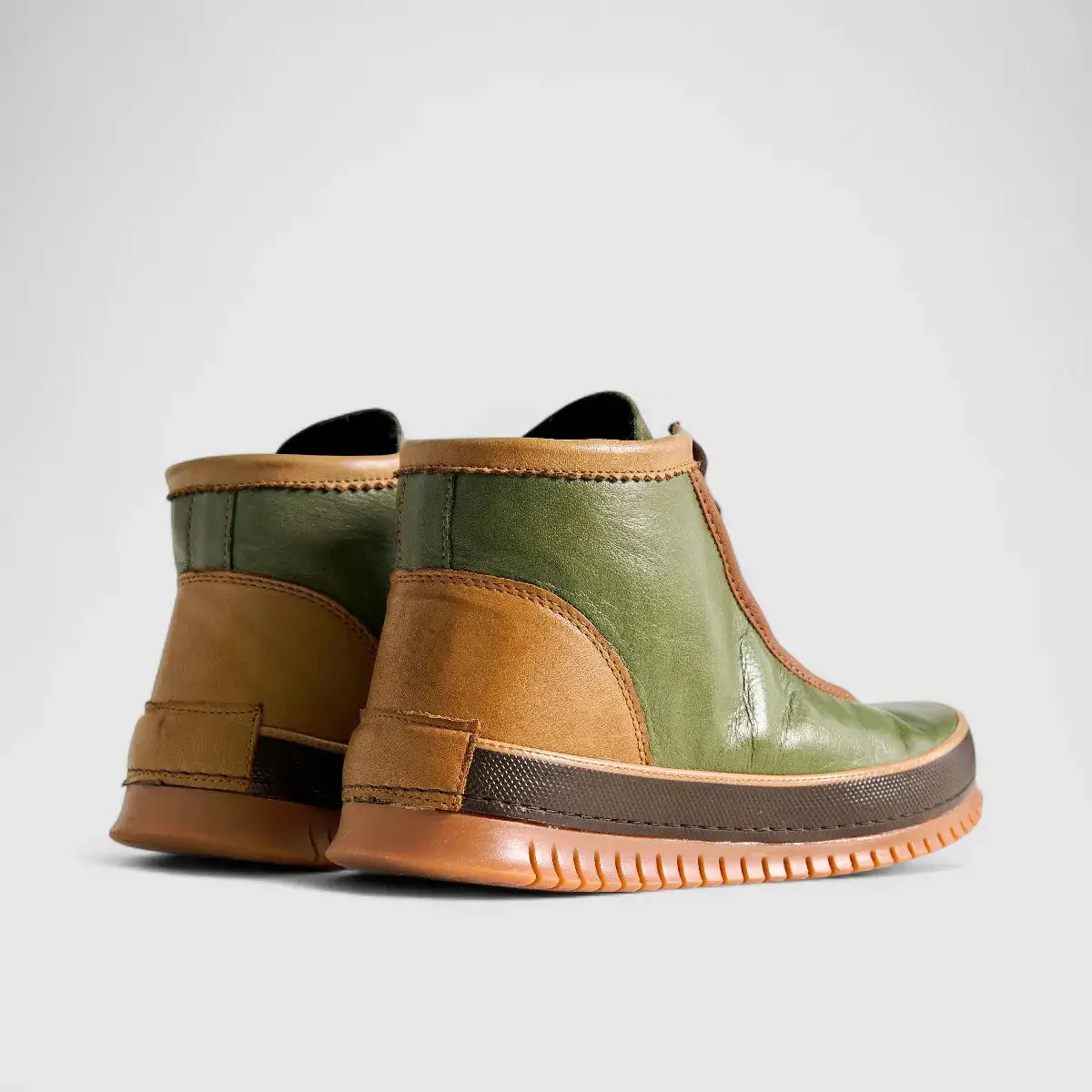 Karyoka Comfort Leather Boots 5006 Olive/Tan - Image 3