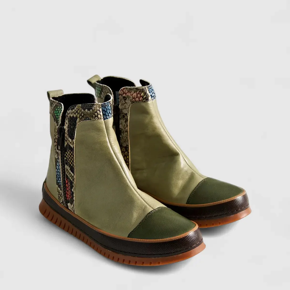 Karyoka Comfort Leather Boots 5009 Olive - Image 2