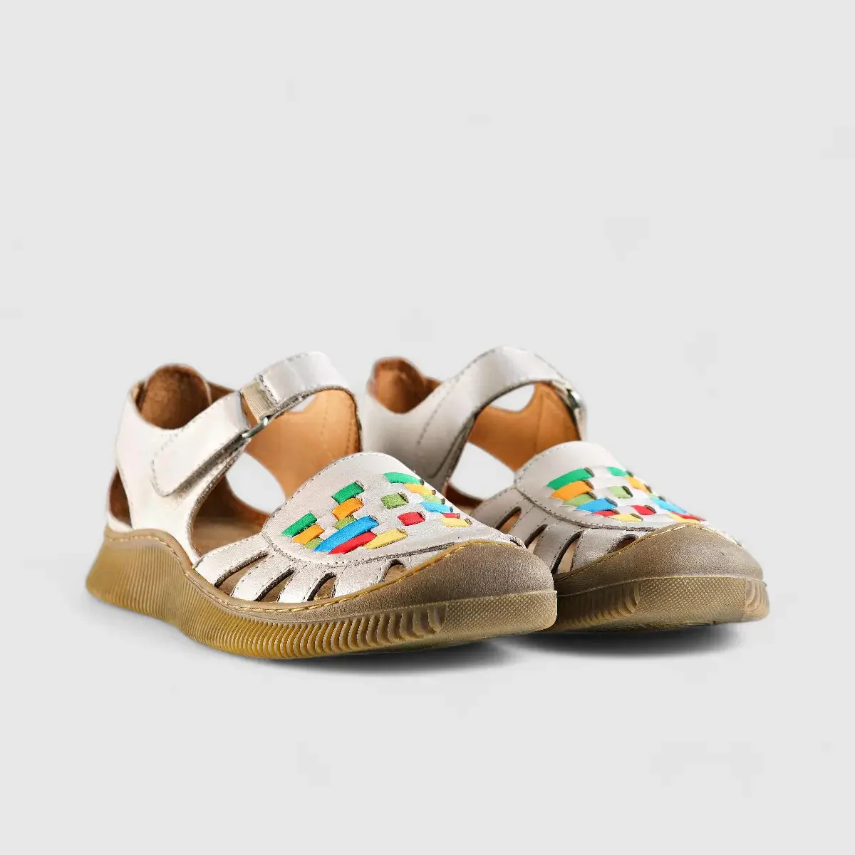 Karyoka Comfort Leather Fisherman Sandal 6717 Beige Multi - Image 2