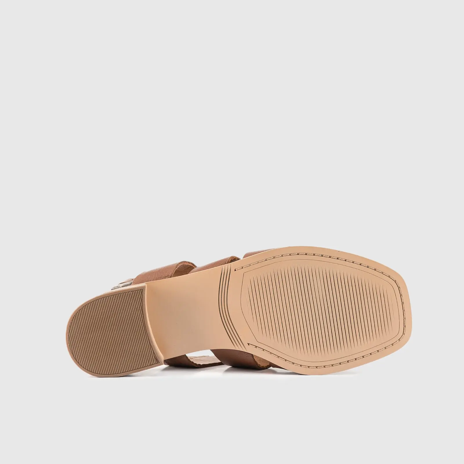 Leather Comfort Block Heel Sandal Brown 8563 - Image 4