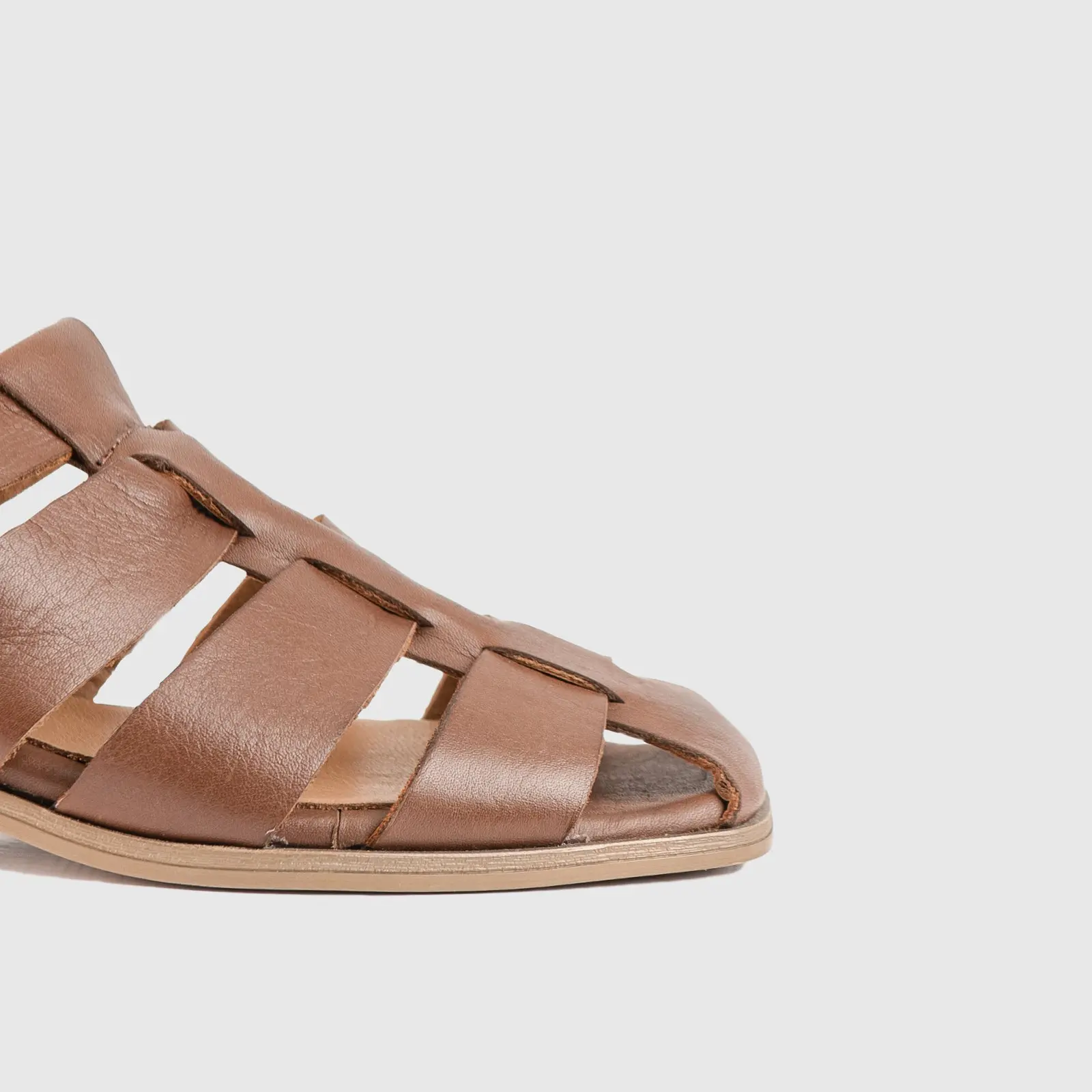 Leather Comfort Block Heel Sandal Brown 8563 - Image 5