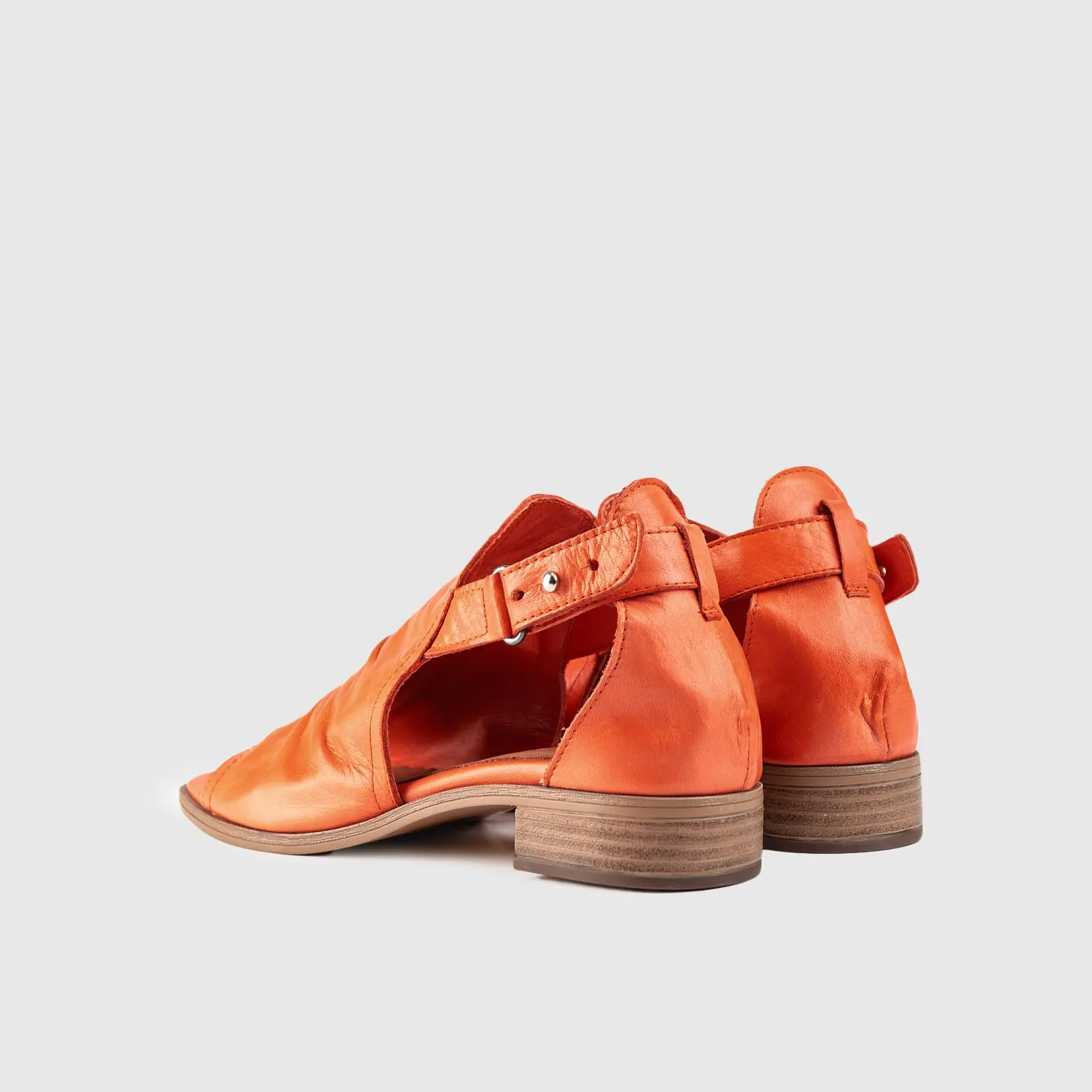 Leather Comfort Block Heel Sandal Orange 8821 - Image 3