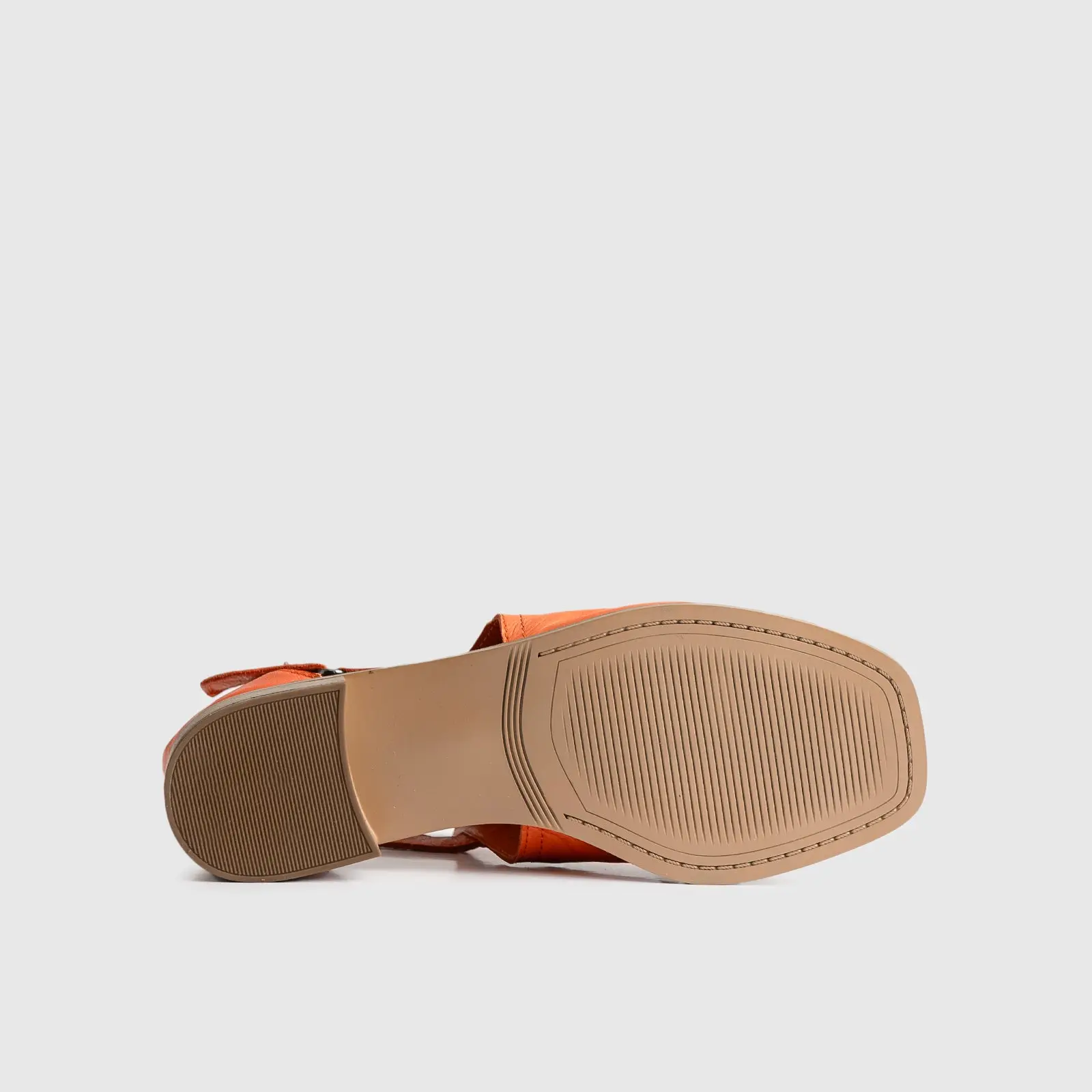 Leather Comfort Block Heel Sandal Orange 8821 - Image 4