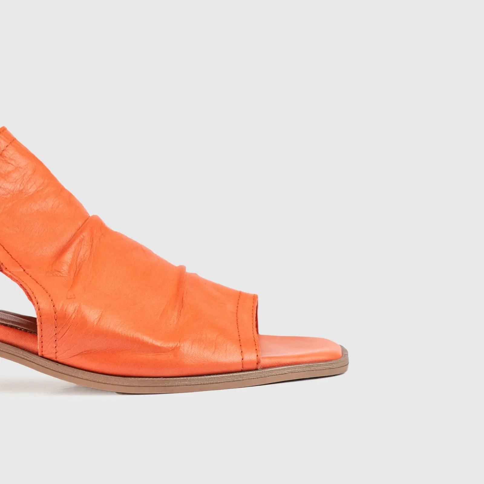 Leather Comfort Block Heel Sandal Orange 8821 - Image 5