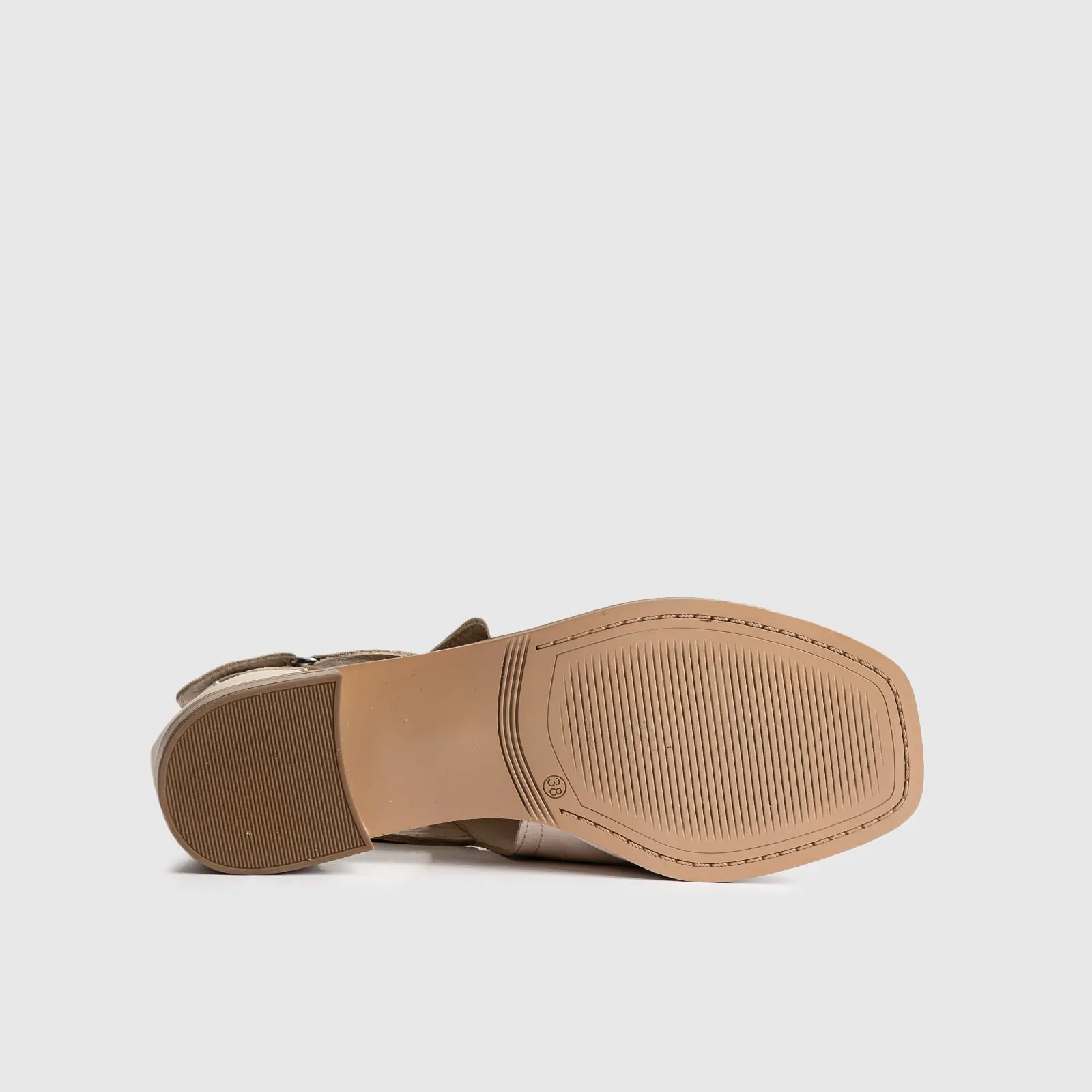 Leather Comfort Block Heel Sandal White 8821 - Image 4
