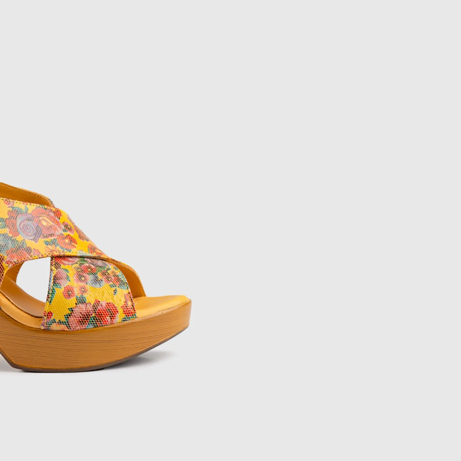 Leather Comfort Block Heel Yellow  Multi 8001 - Image 5
