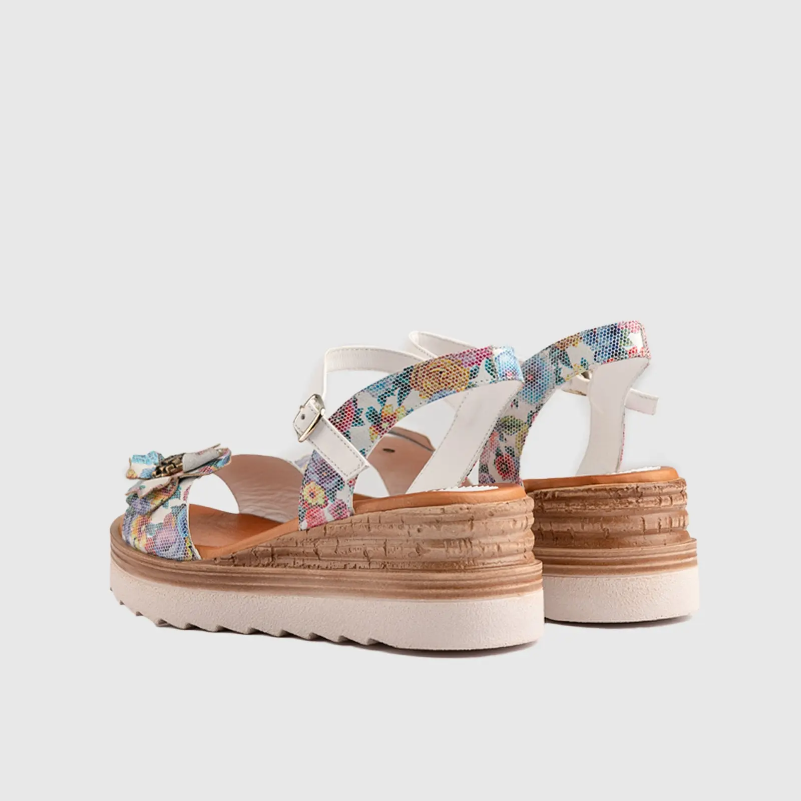 Leather Comfort Wedges White Multi 11641 - Image 3