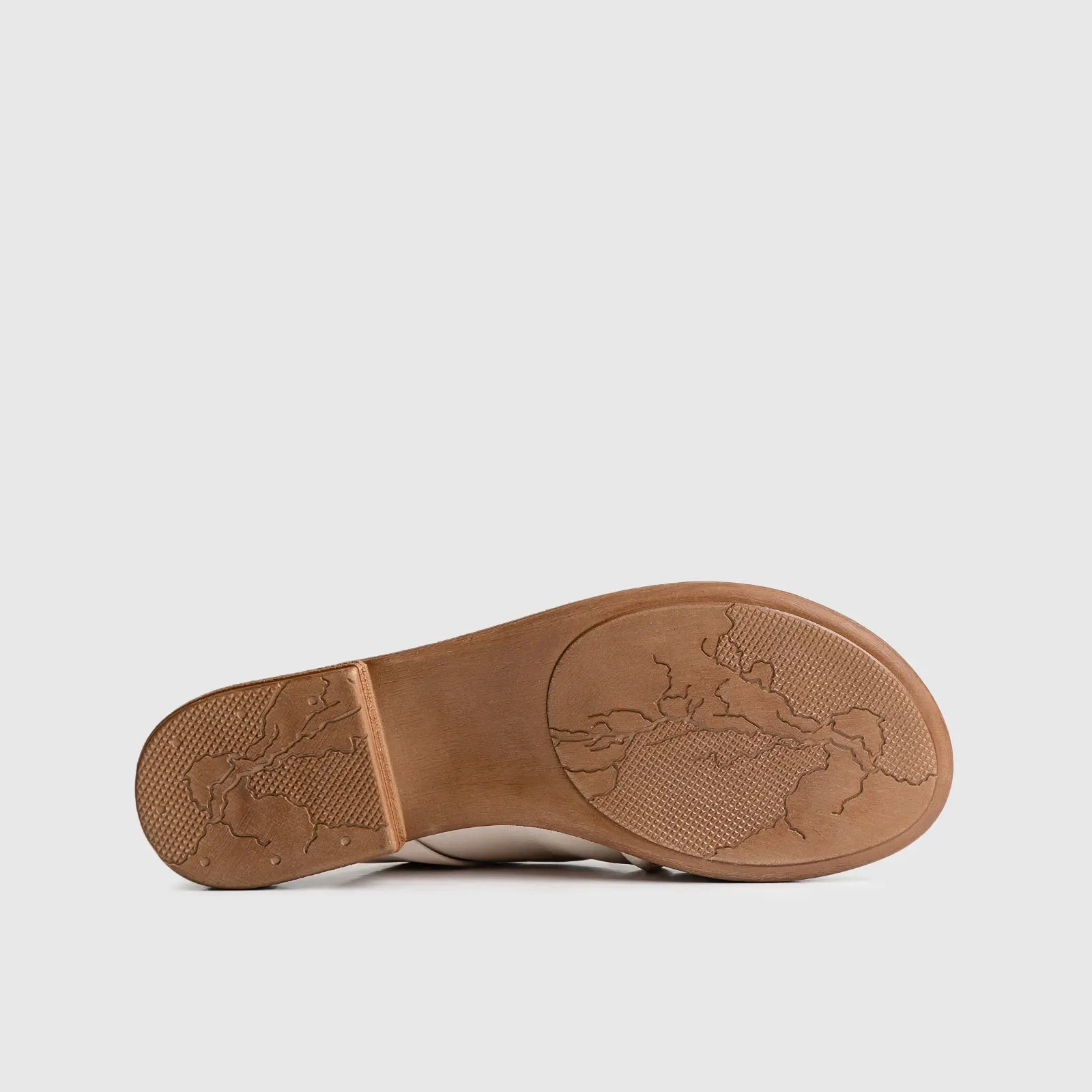 Leather Flat Comfort Sandals 8540 Beige - Image 4