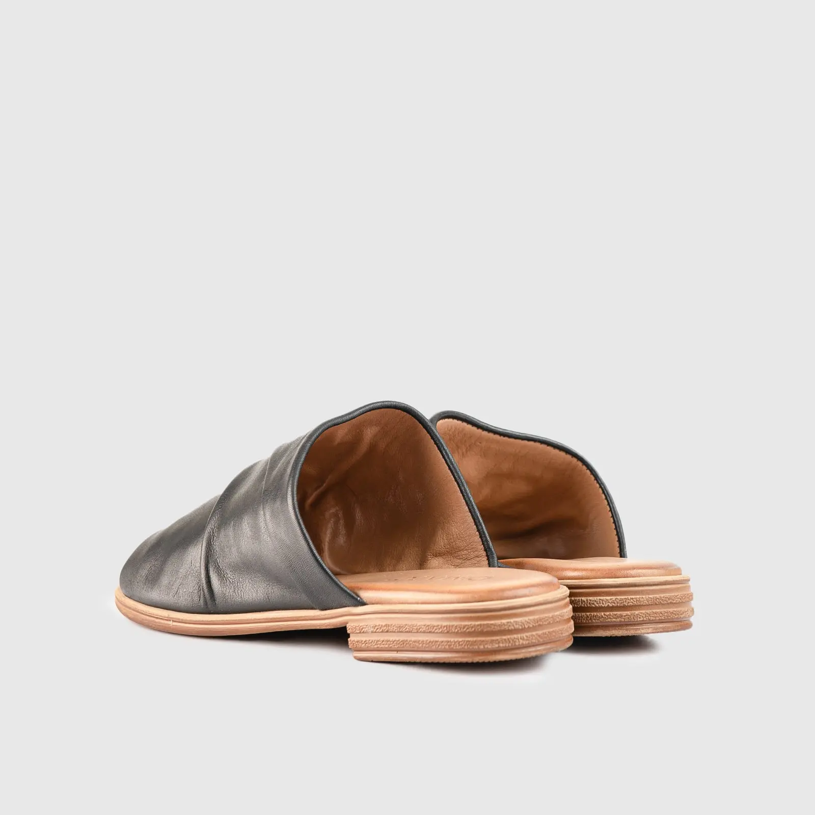 Leather Flat Comfort Sandals Black 8540 - Image 3