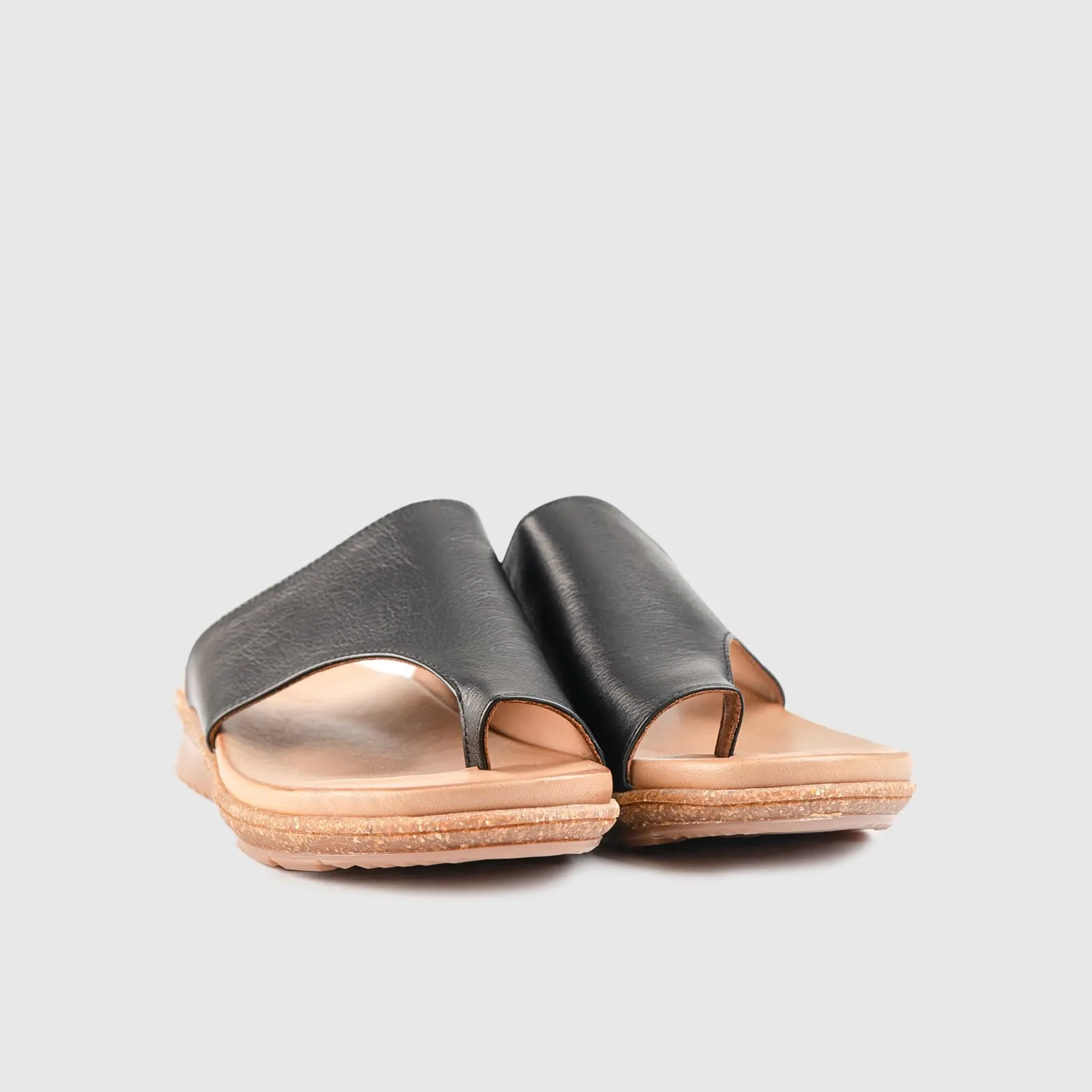 Leather Flat Comfort Sandals Black 902 - Image 2