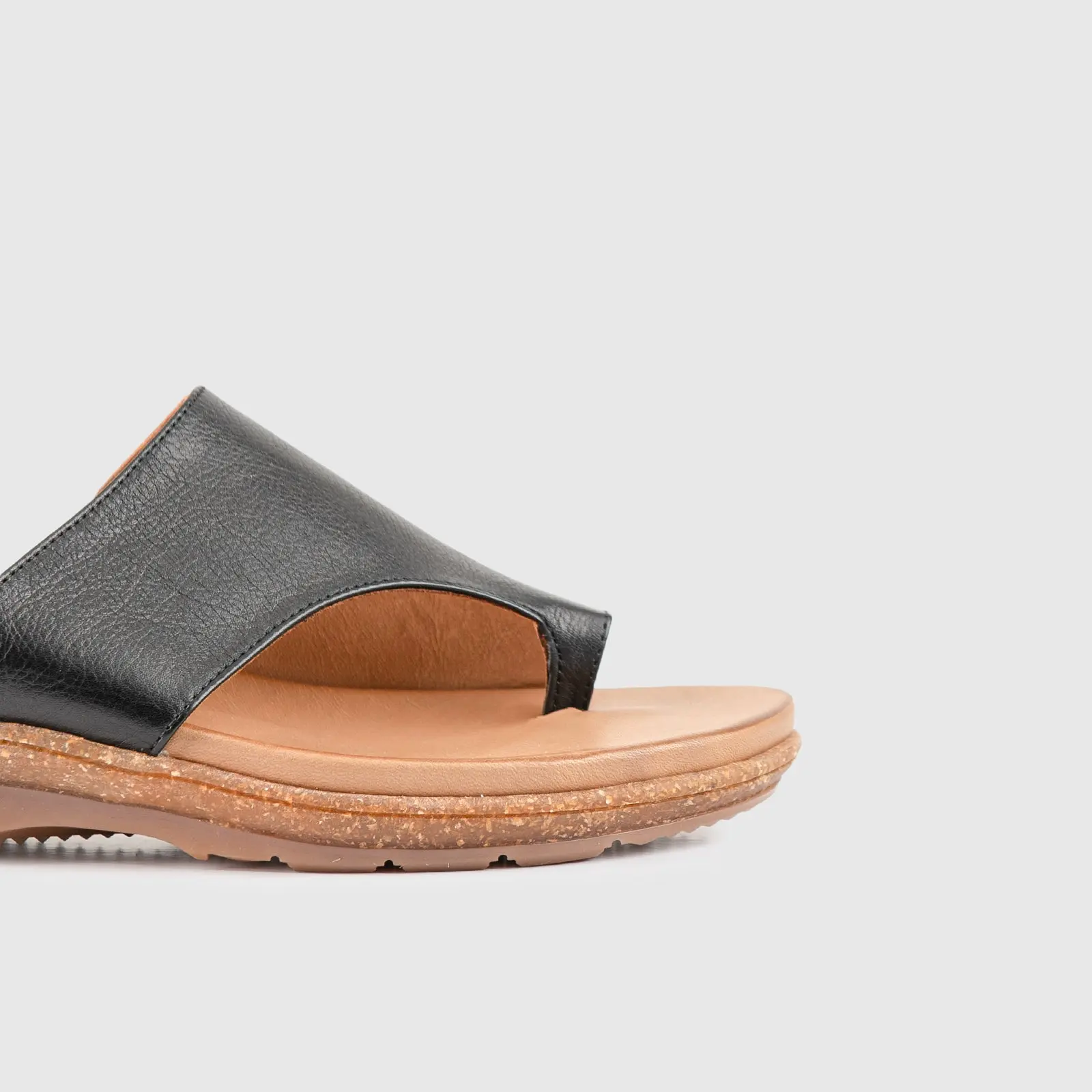 Leather Flat Comfort Sandals Black 902 - Image 5