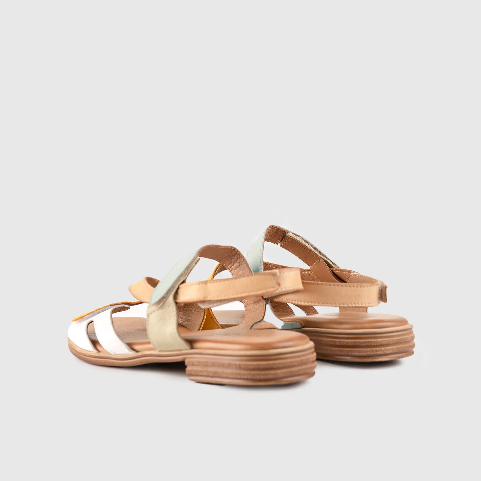 Leather Flat Comfort Sandals Multi 8615 - Image 3