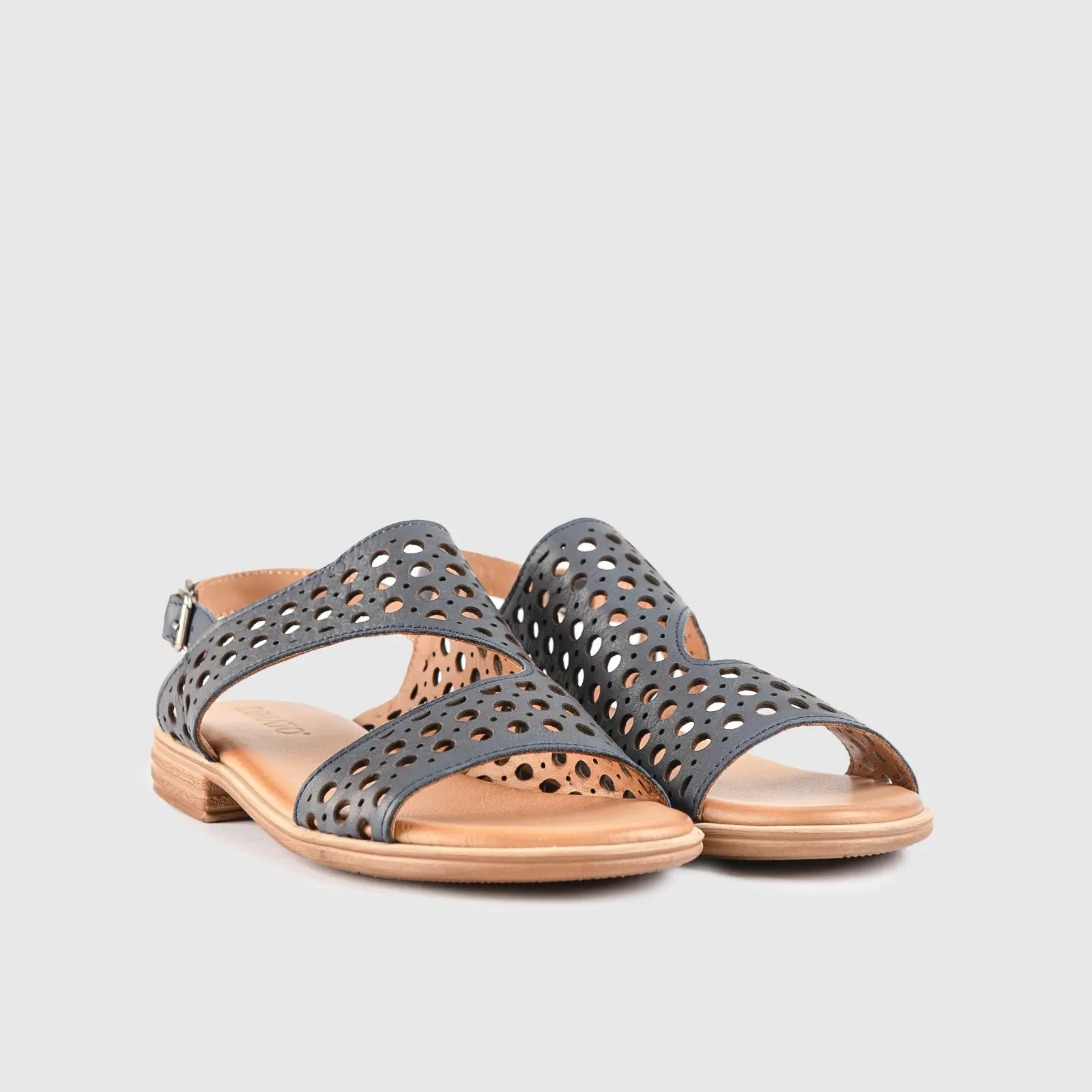 Leather Flat Comfort Sandals Navy 8625 - Image 2