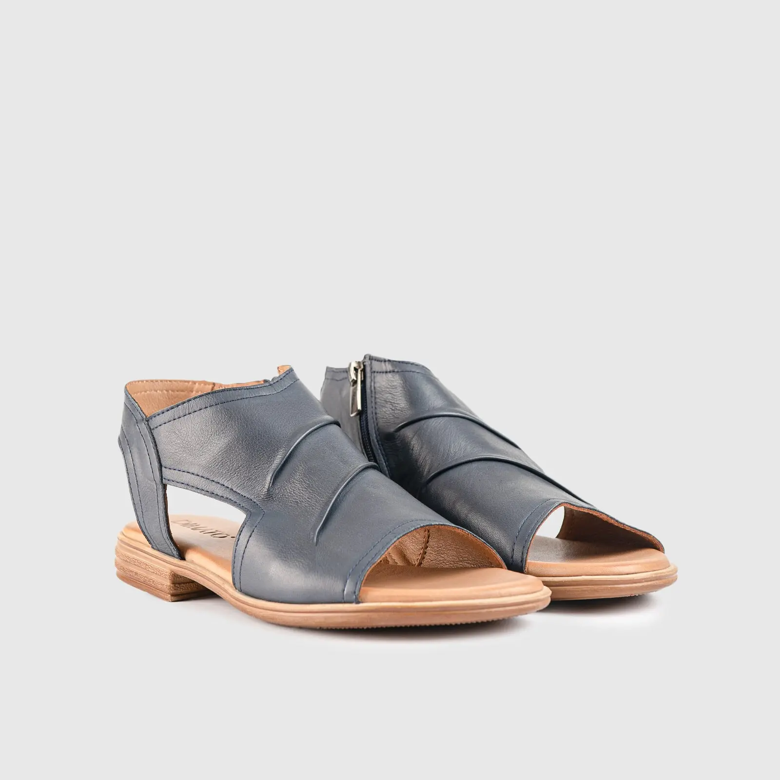 Leather Flat Comfort Sandals Navy 8840 - Image 2
