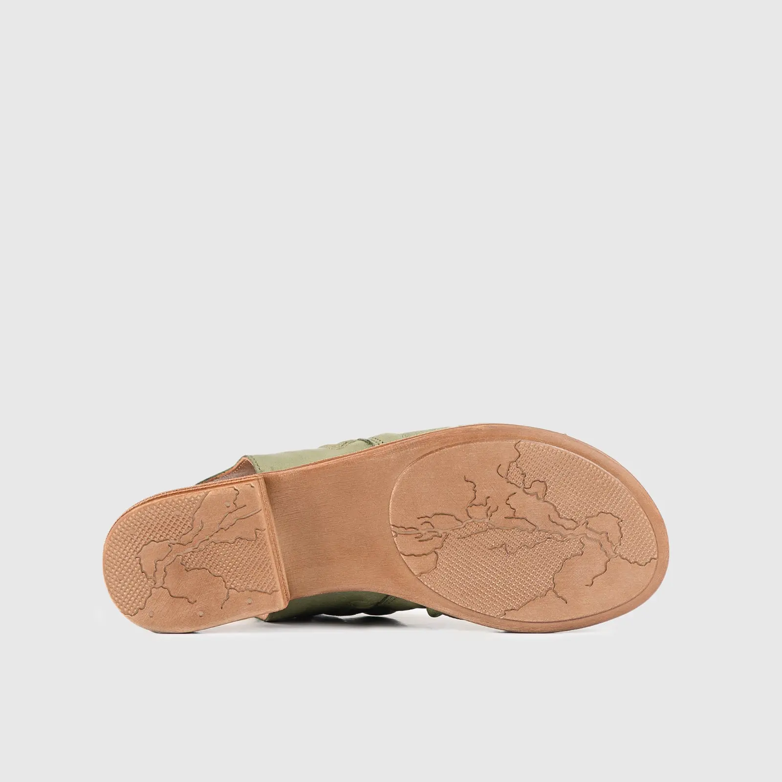 Leather Flat Comfort Sandals Olive 8541 - Image 4