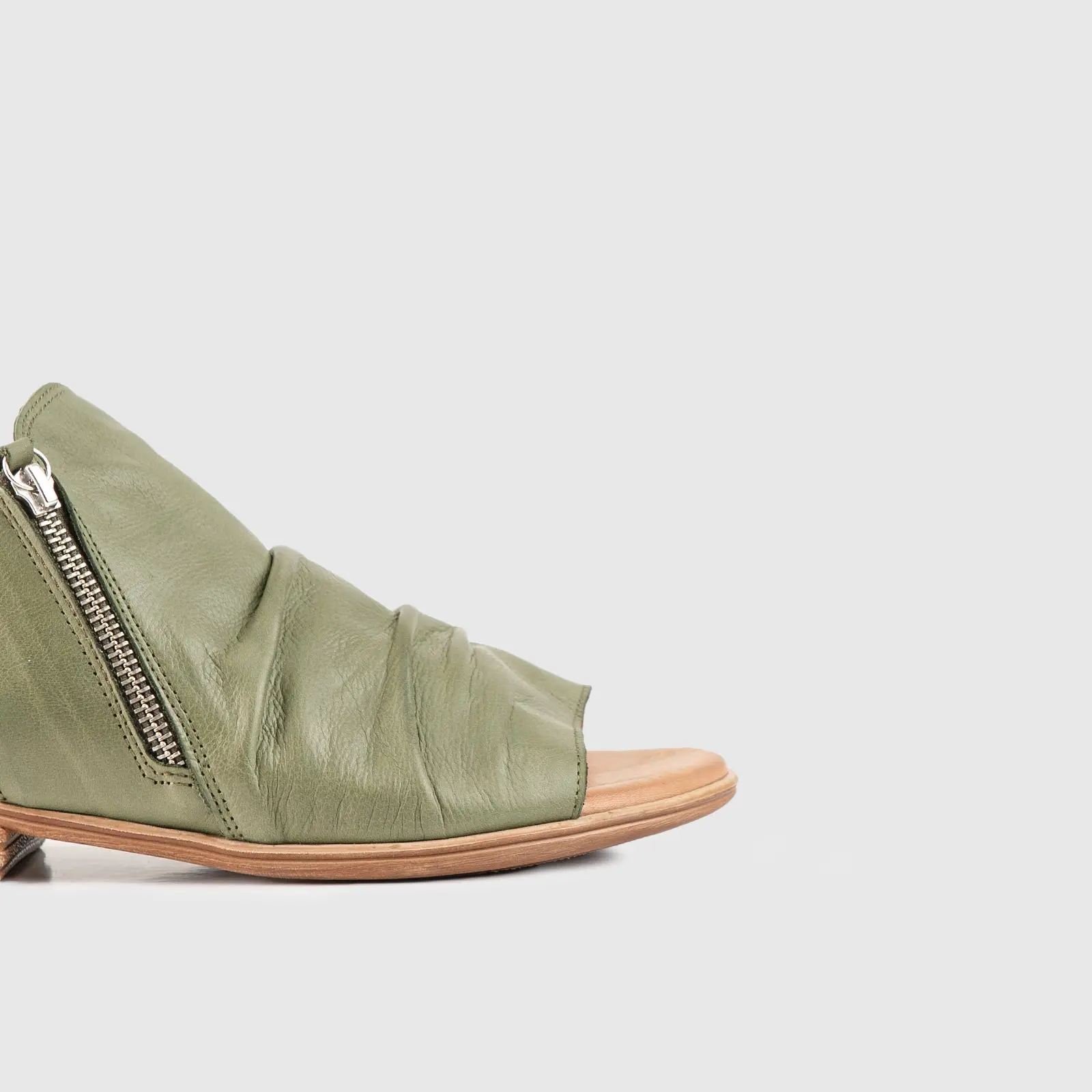 Leather Flat Comfort Sandals Olive 8541 - Image 5
