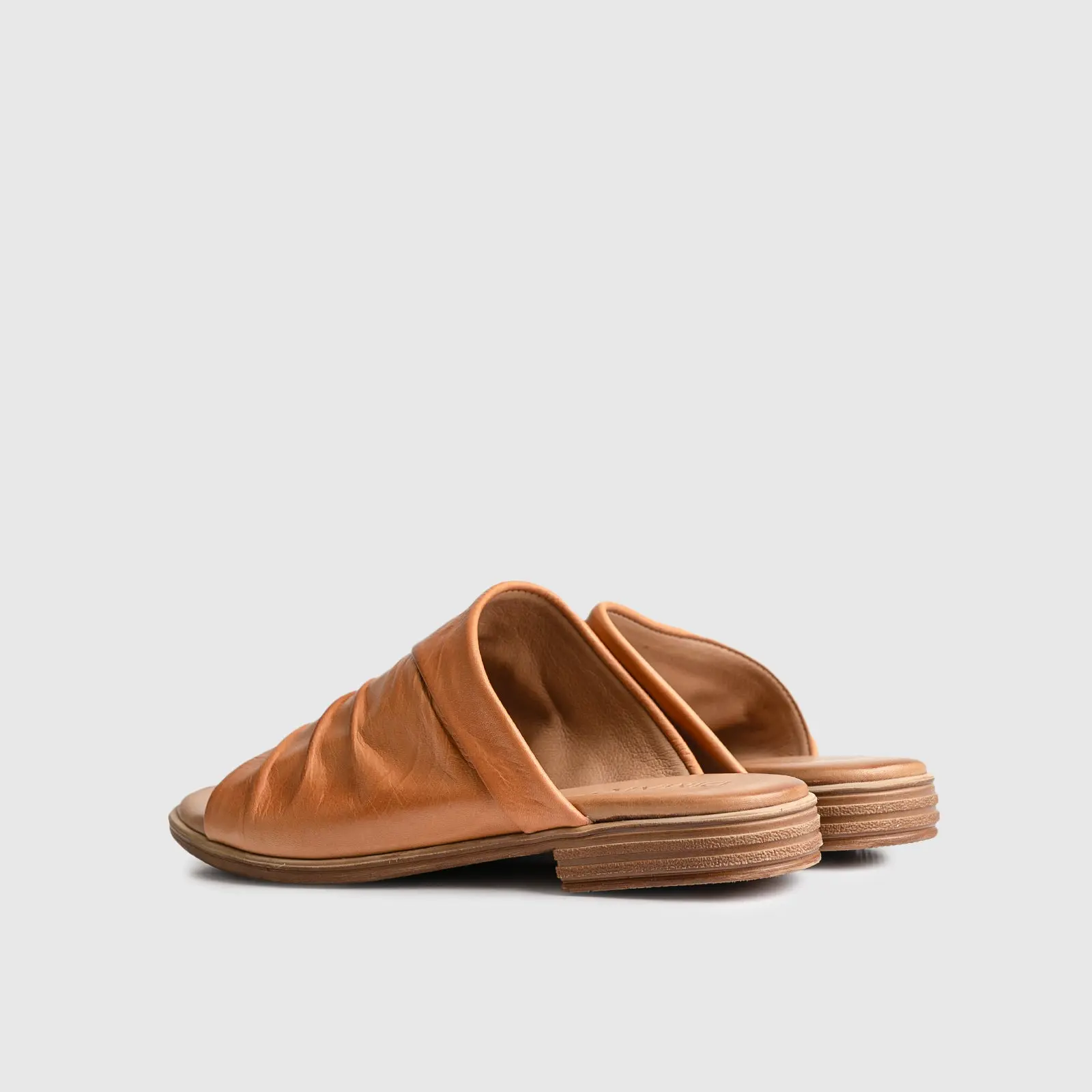 Leather Flat Comfort Sandals Tan 8540 - Image 3