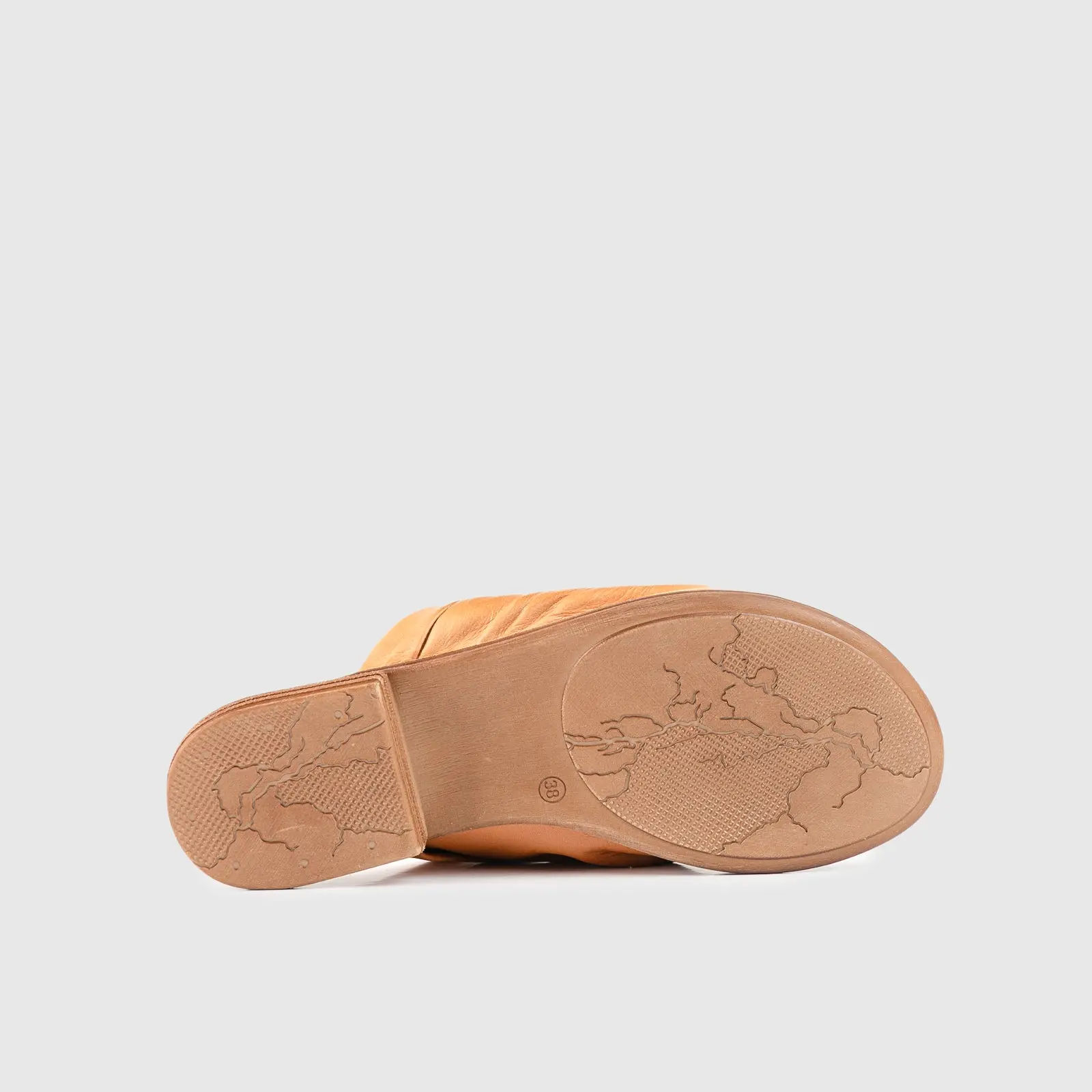 Leather Flat Comfort Sandals Tan 8540 - Image 4