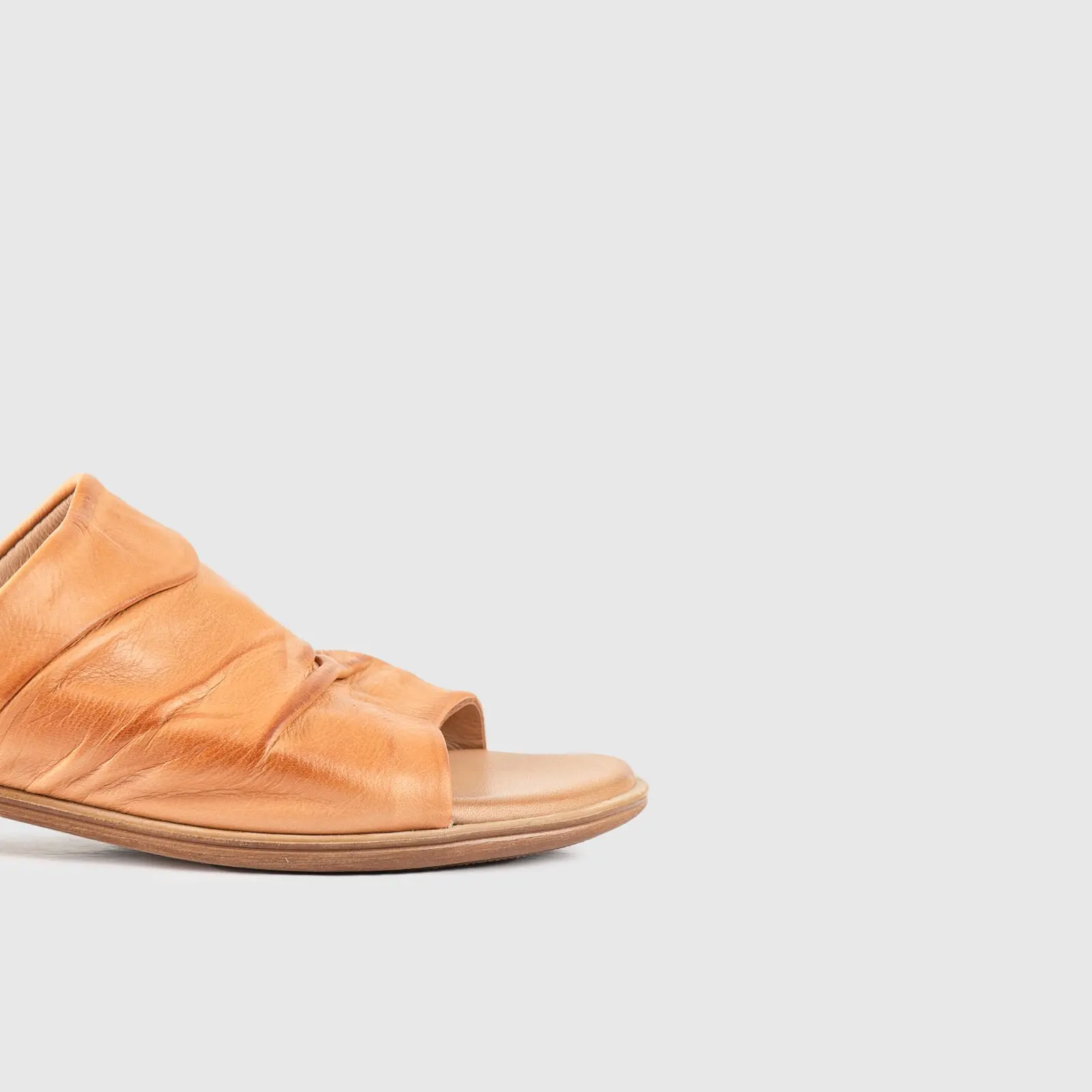 Leather Flat Comfort Sandals Tan 8540 - Image 5