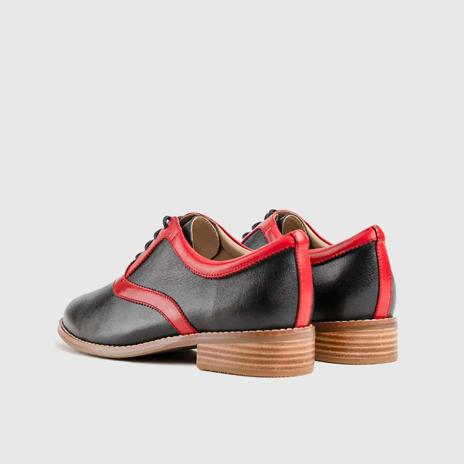 Leather Oxfords Black/Red HA022 - Image 3