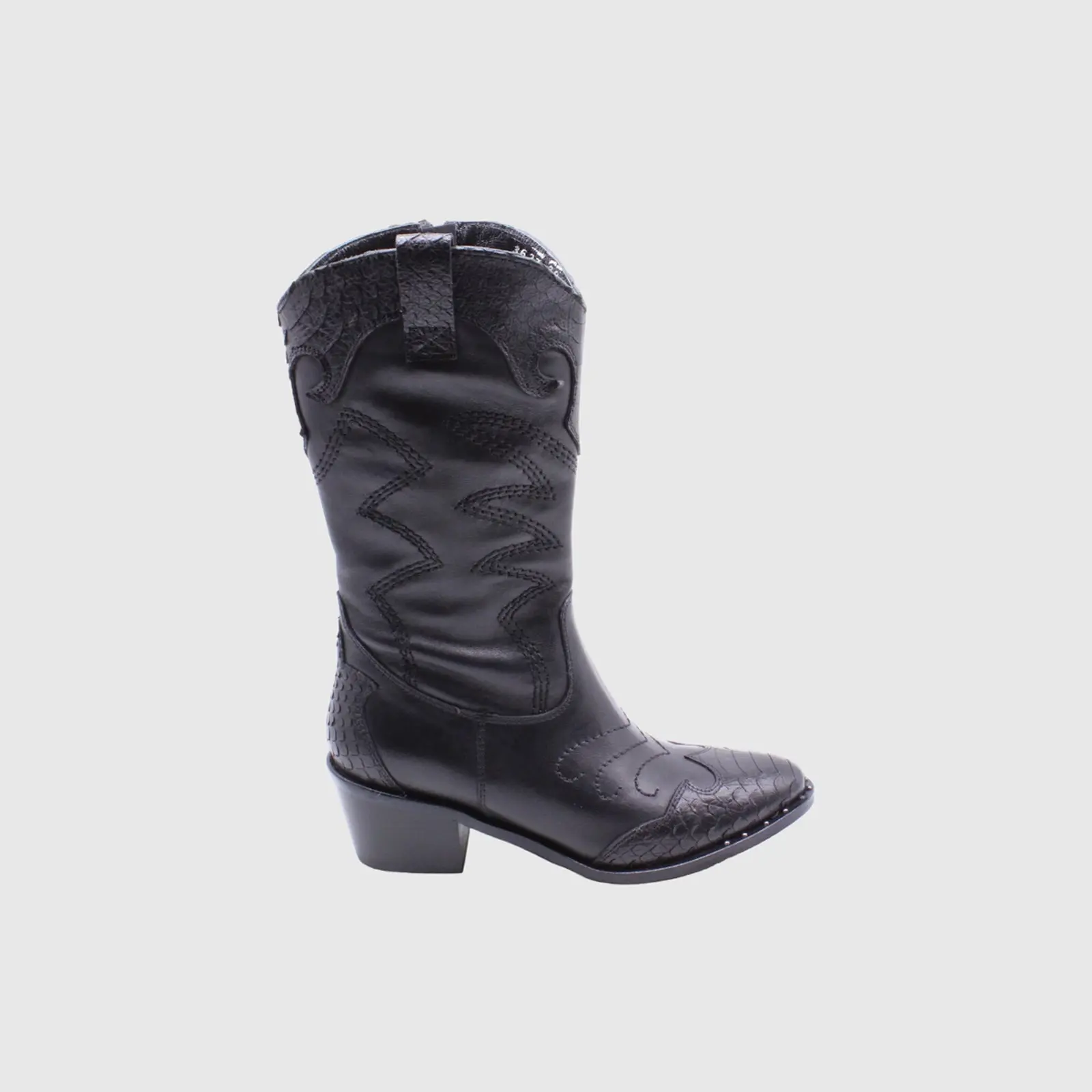 MAR030 3627 BLACK-SNAKE LADIES COWBOY BOOT