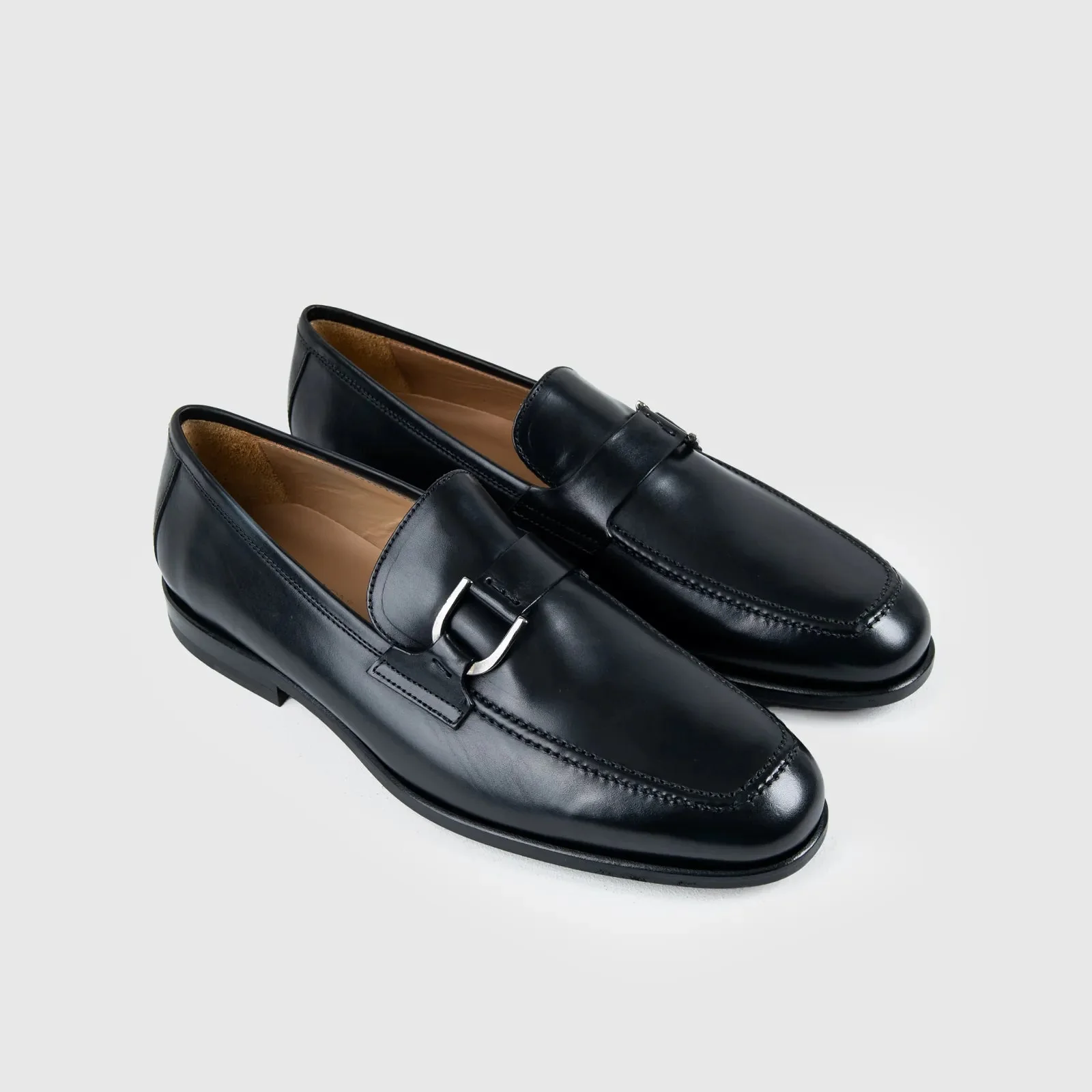 Mario Fagni Moccasin Slip On With Buckle 2842 Black Leather MF6 - Image 2