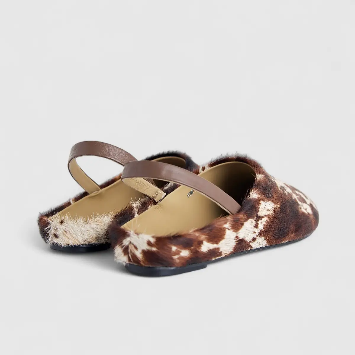 Morbido Ladies Leather Mule Brown Horse Hair PON015 - Image 3