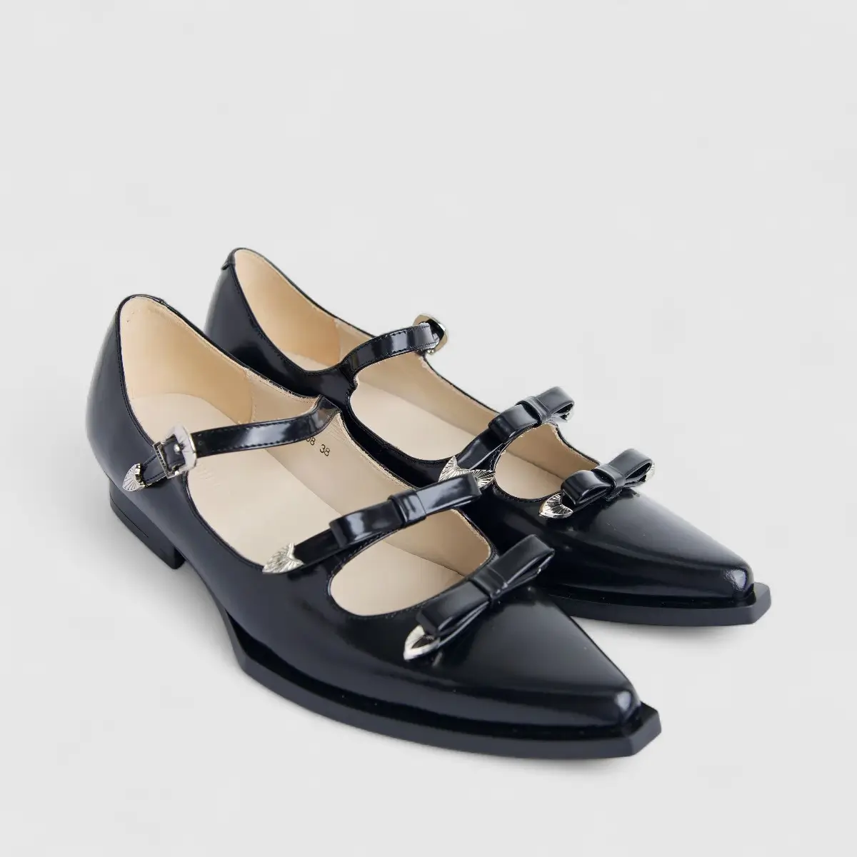 Morbido Ladies Leather Pump Black PON008 - Image 2