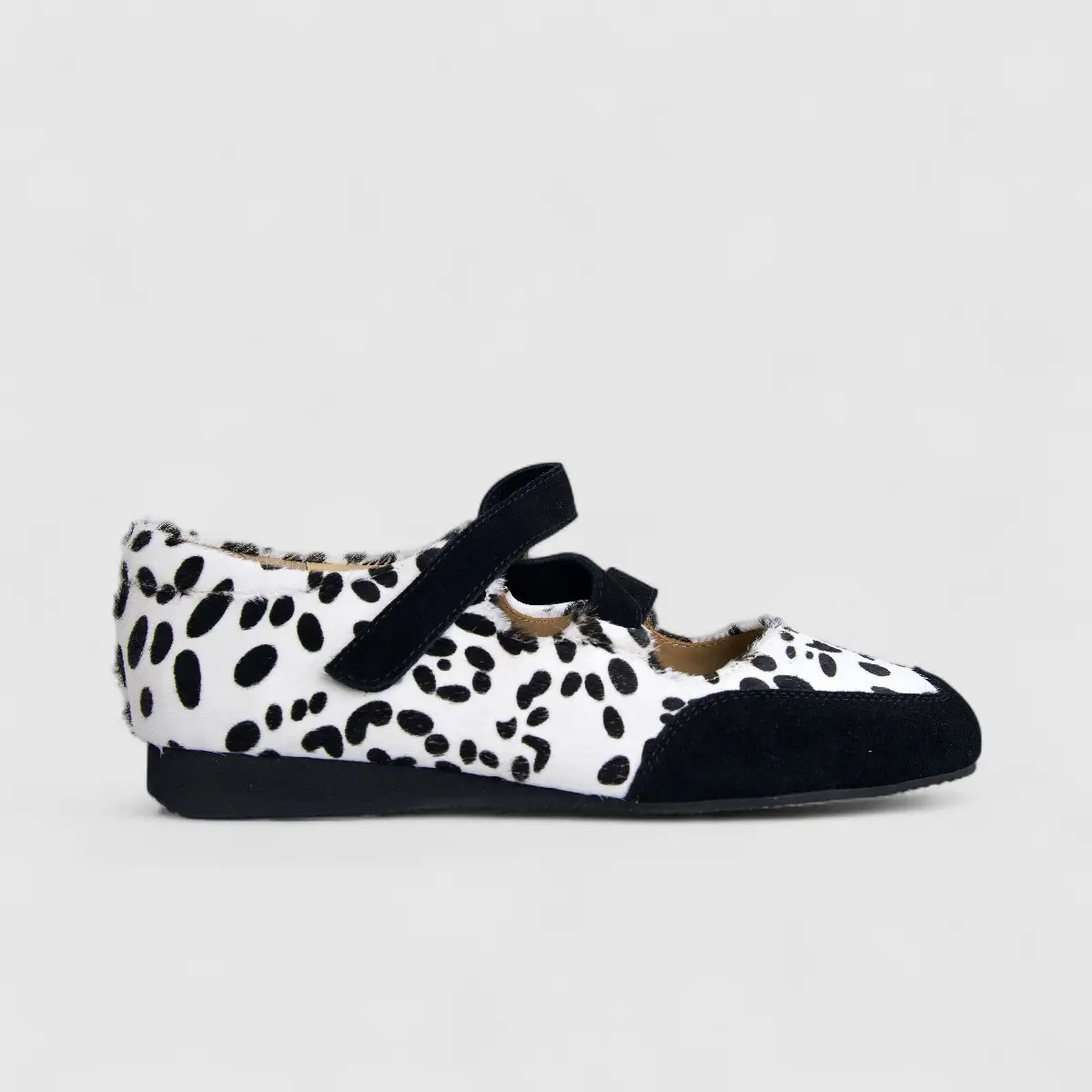 Morbido Ladies Leather Pump Black White Horse Hair PON001