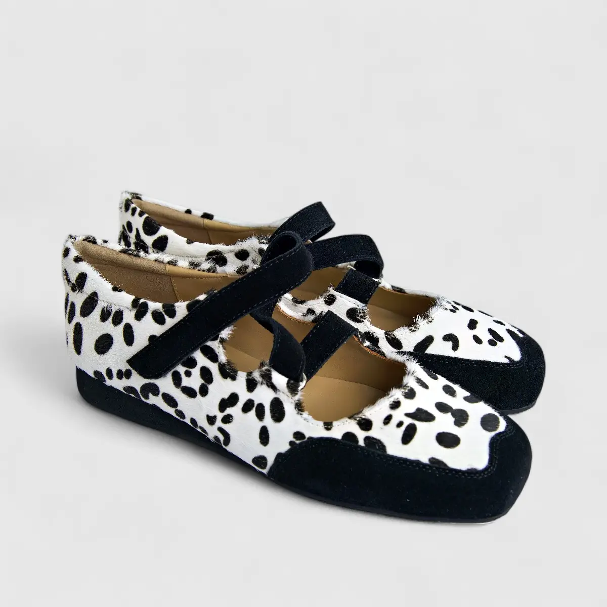 Morbido Ladies Leather Pump Black White Horse Hair PON001 - Image 2