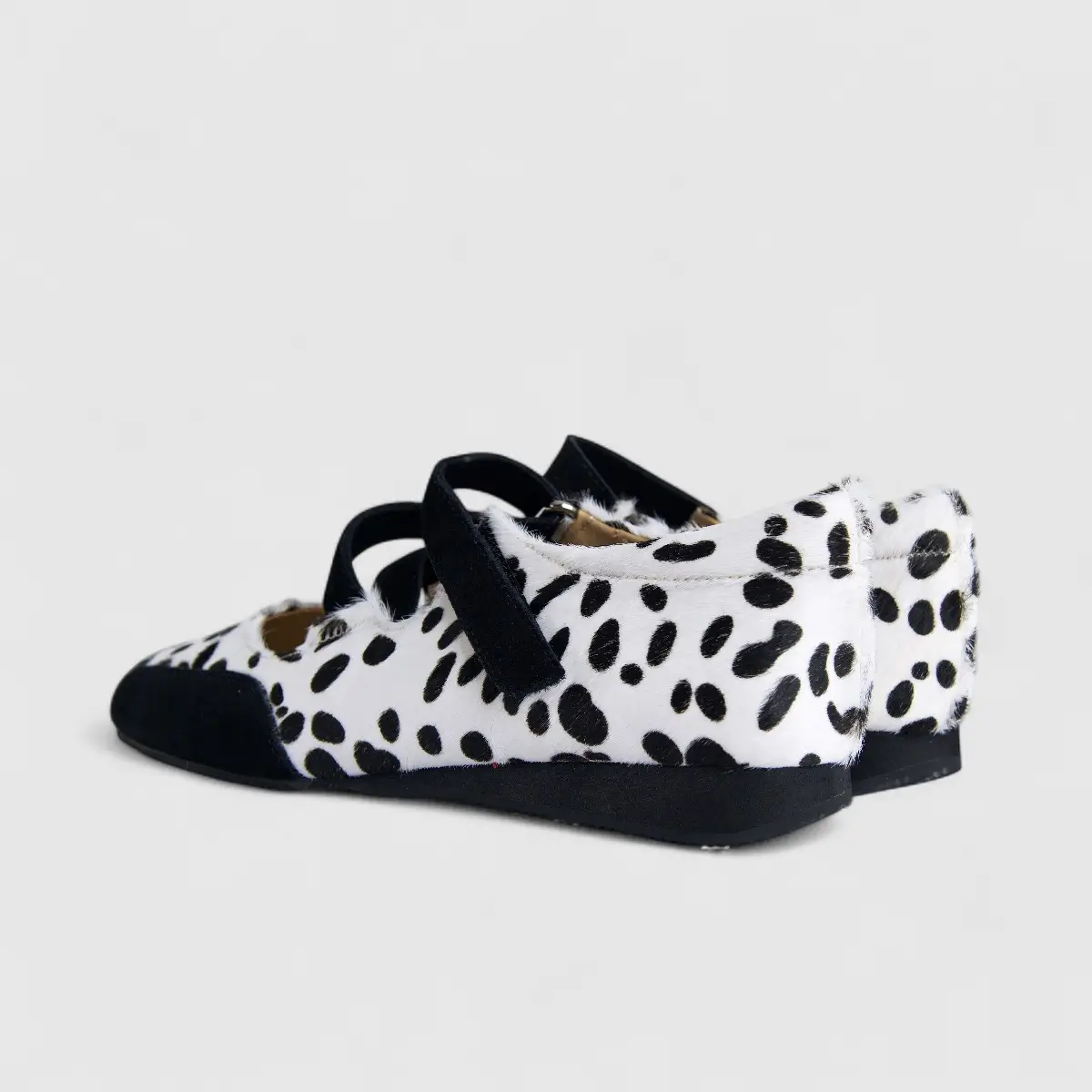 Morbido Ladies Leather Pump Black White Horse Hair PON001 - Image 3