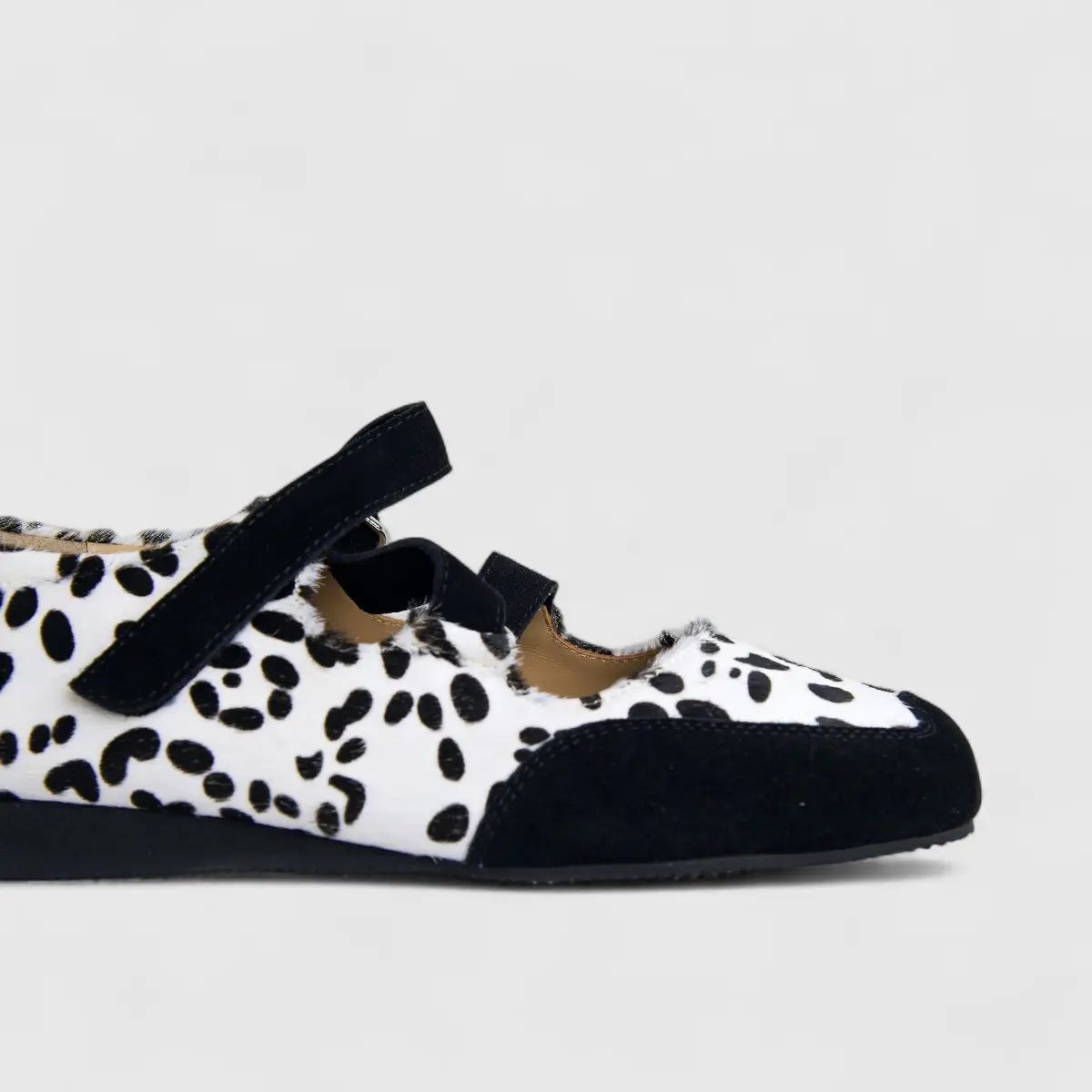Morbido Ladies Leather Pump Black White Horse Hair PON001 - Image 4